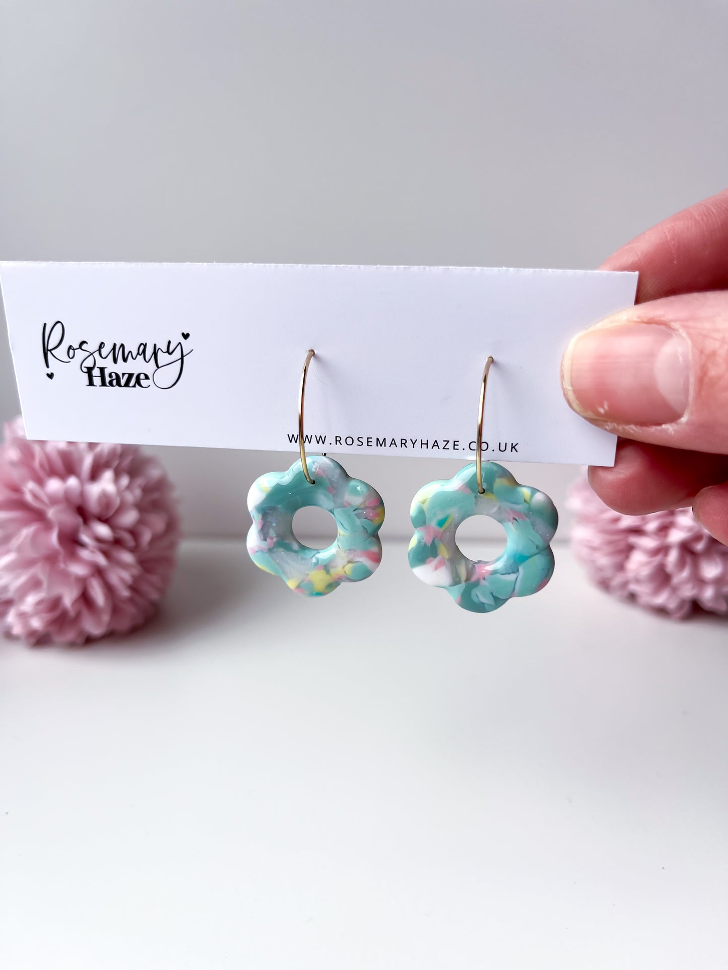 Aquamarine Flower Hoops ๐ก