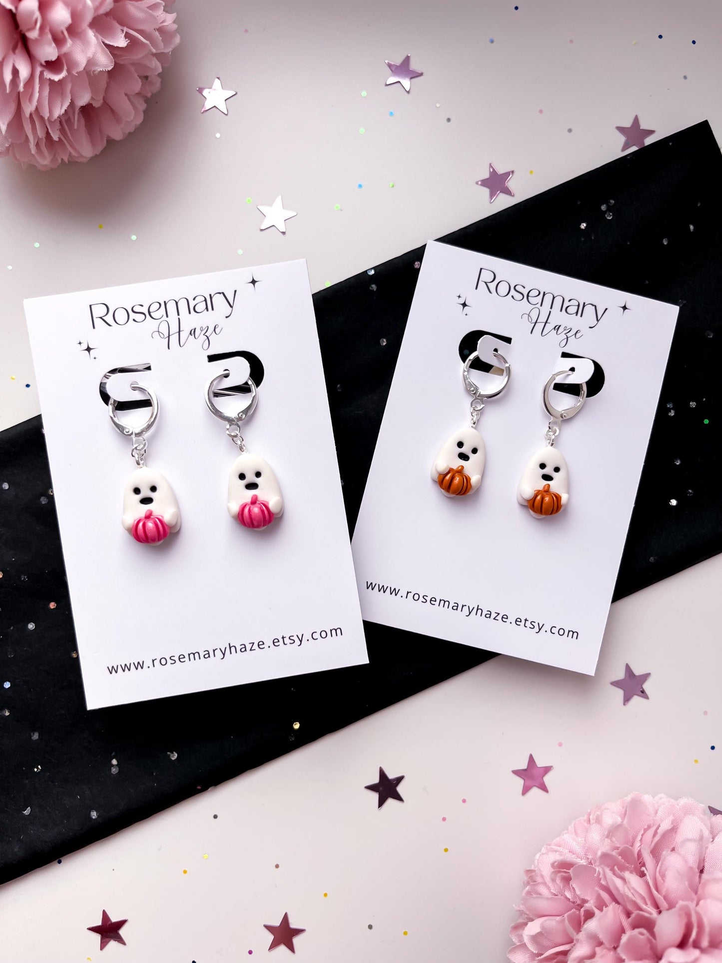 Halloween Cute Ghost Earrings - studs & huggie hoops