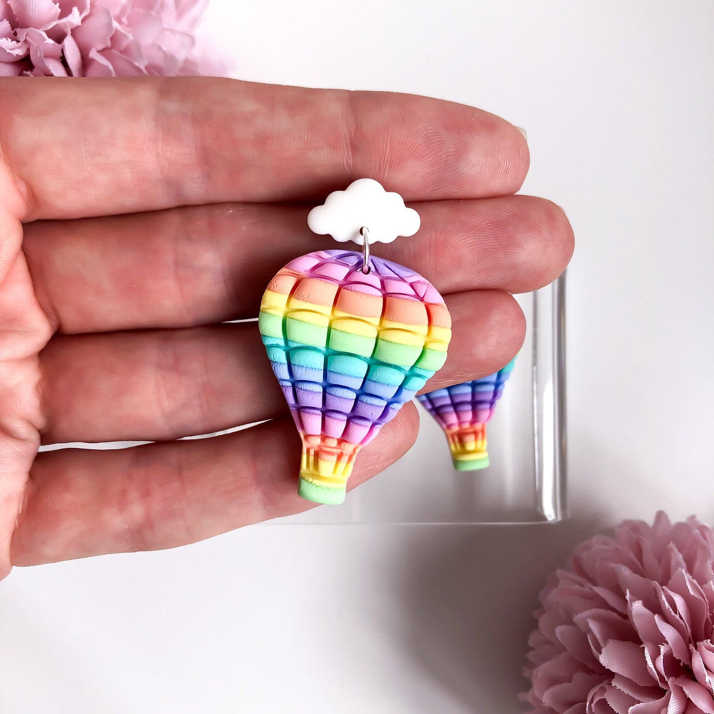 Rainbow Hot Air Balloon Earrings