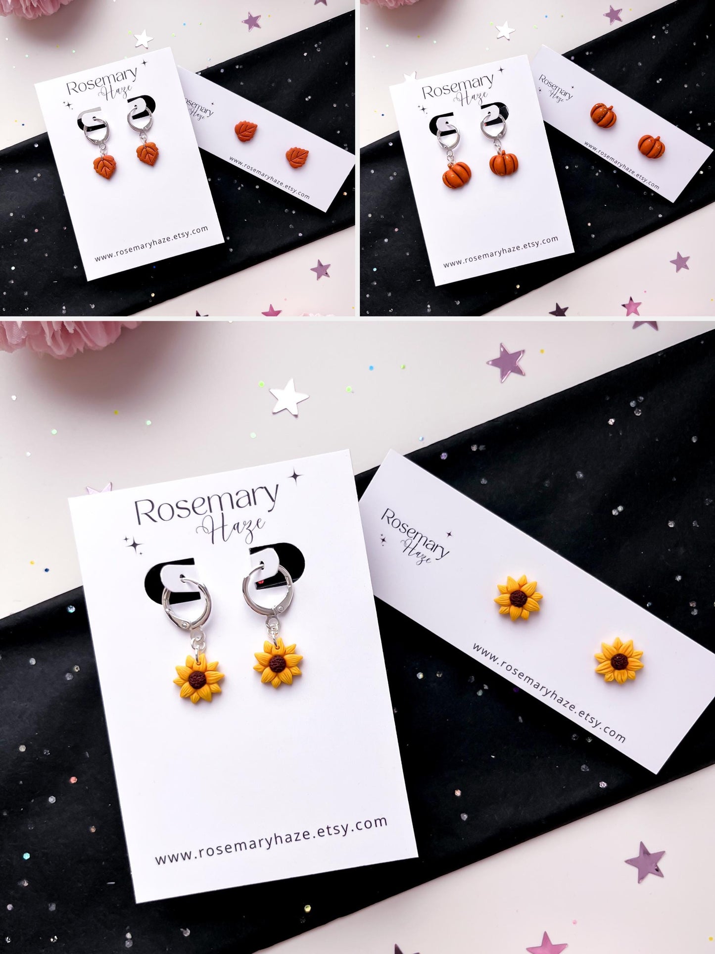 Dainty Halloween Earrings - studs & huggie hoops