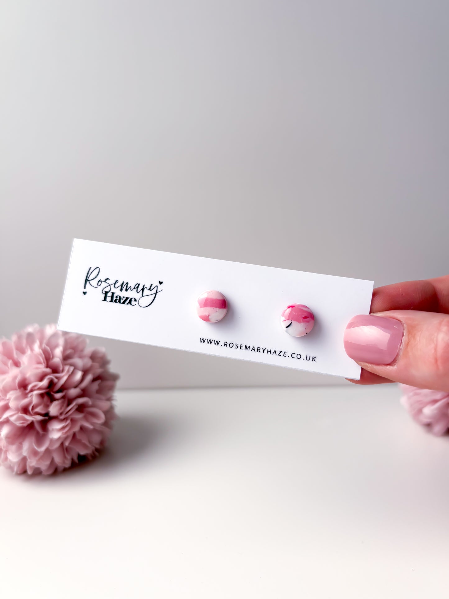 Abstract Pink Circle Studs