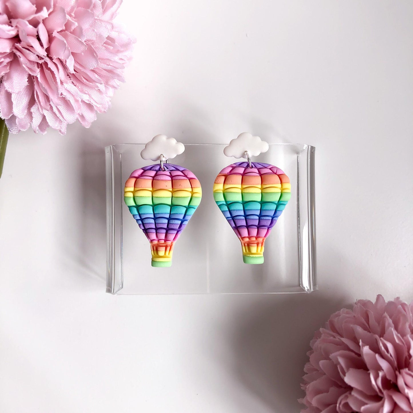 Rainbow Hot Air Balloon Earrings