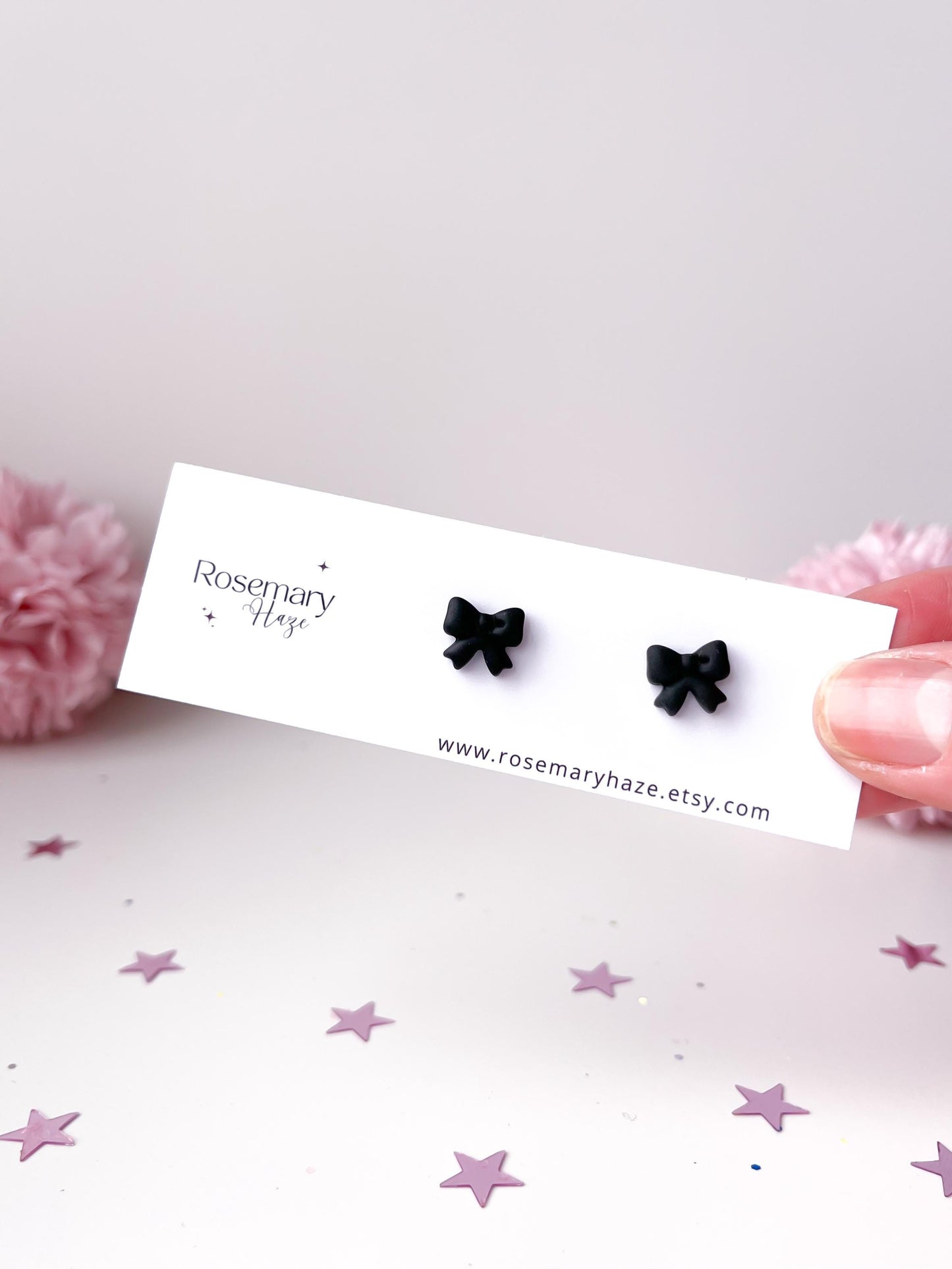 Black Bow Earrings - studs & huggie hoops