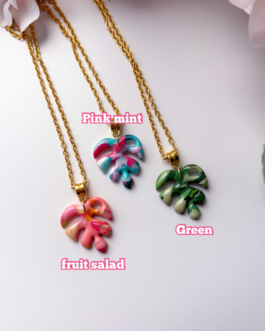OOAK monstera necklaces