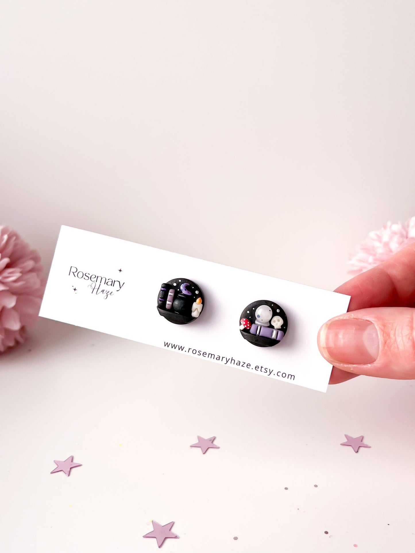 Bookish Halloween Mini Collection - potions bookshelf earrings, studs and hair clips
