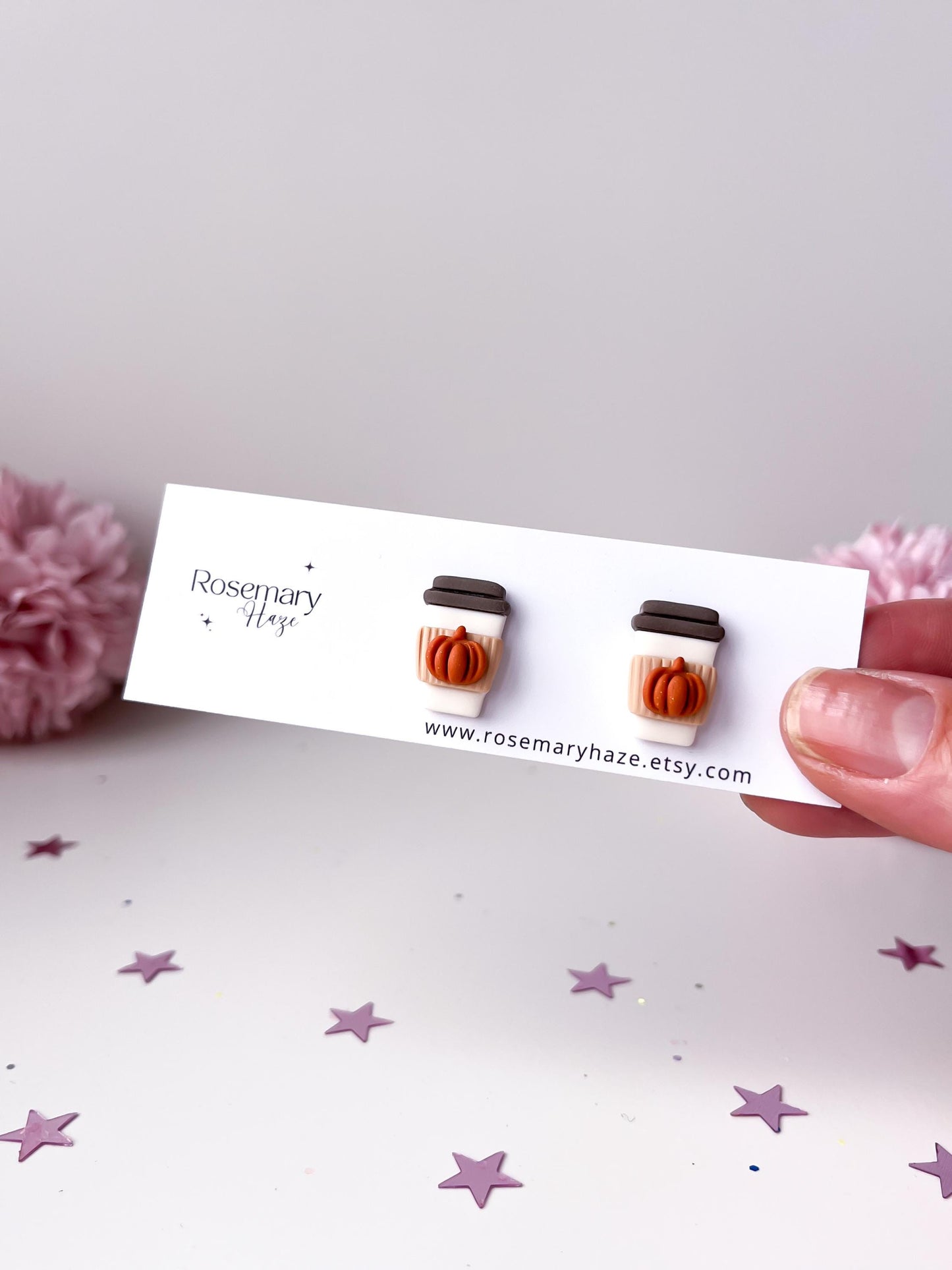 Pumpkin Spice Latte Earrings - studs & huggie hoops