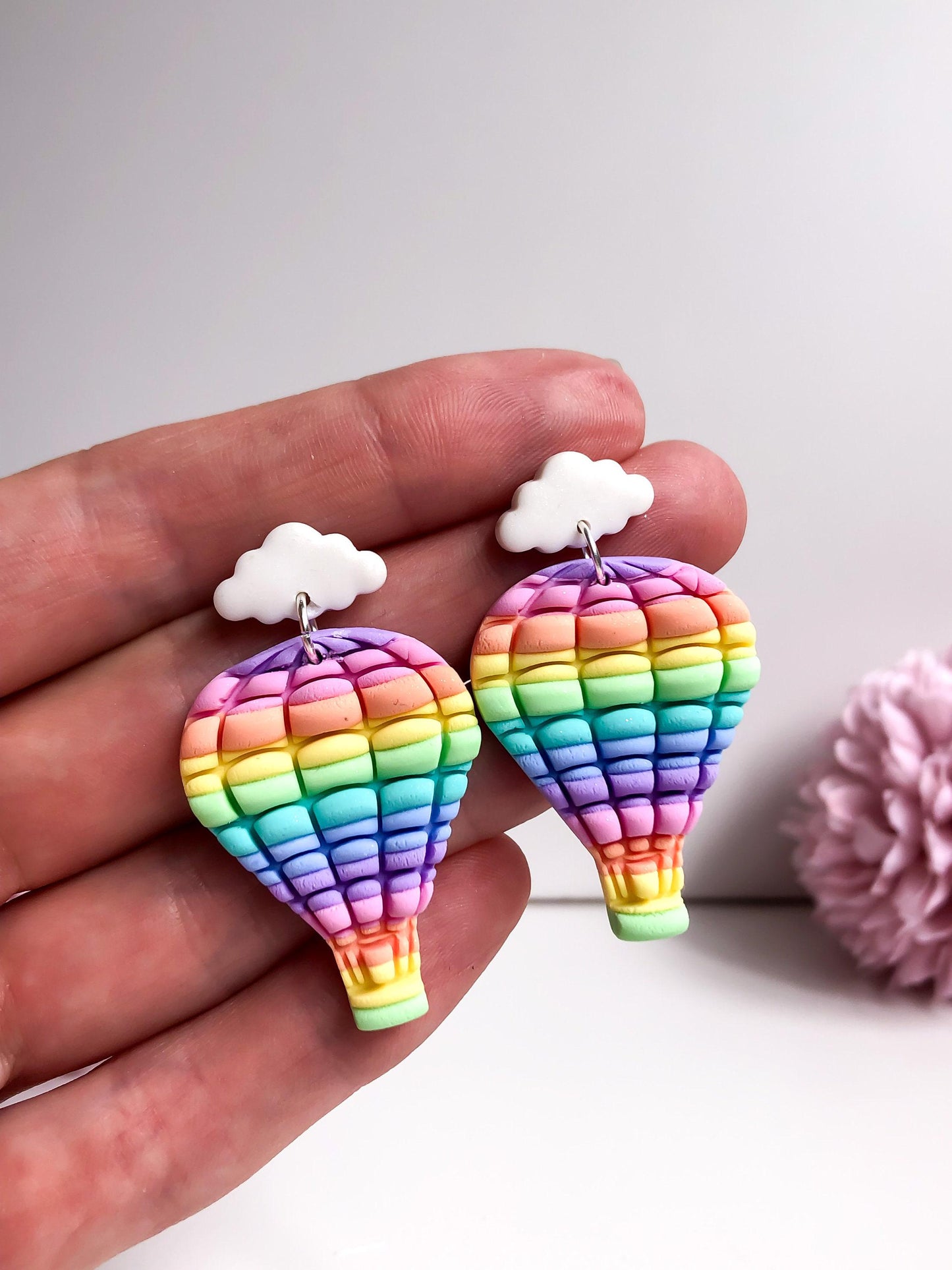 Rainbow Hot Air Balloon Earrings