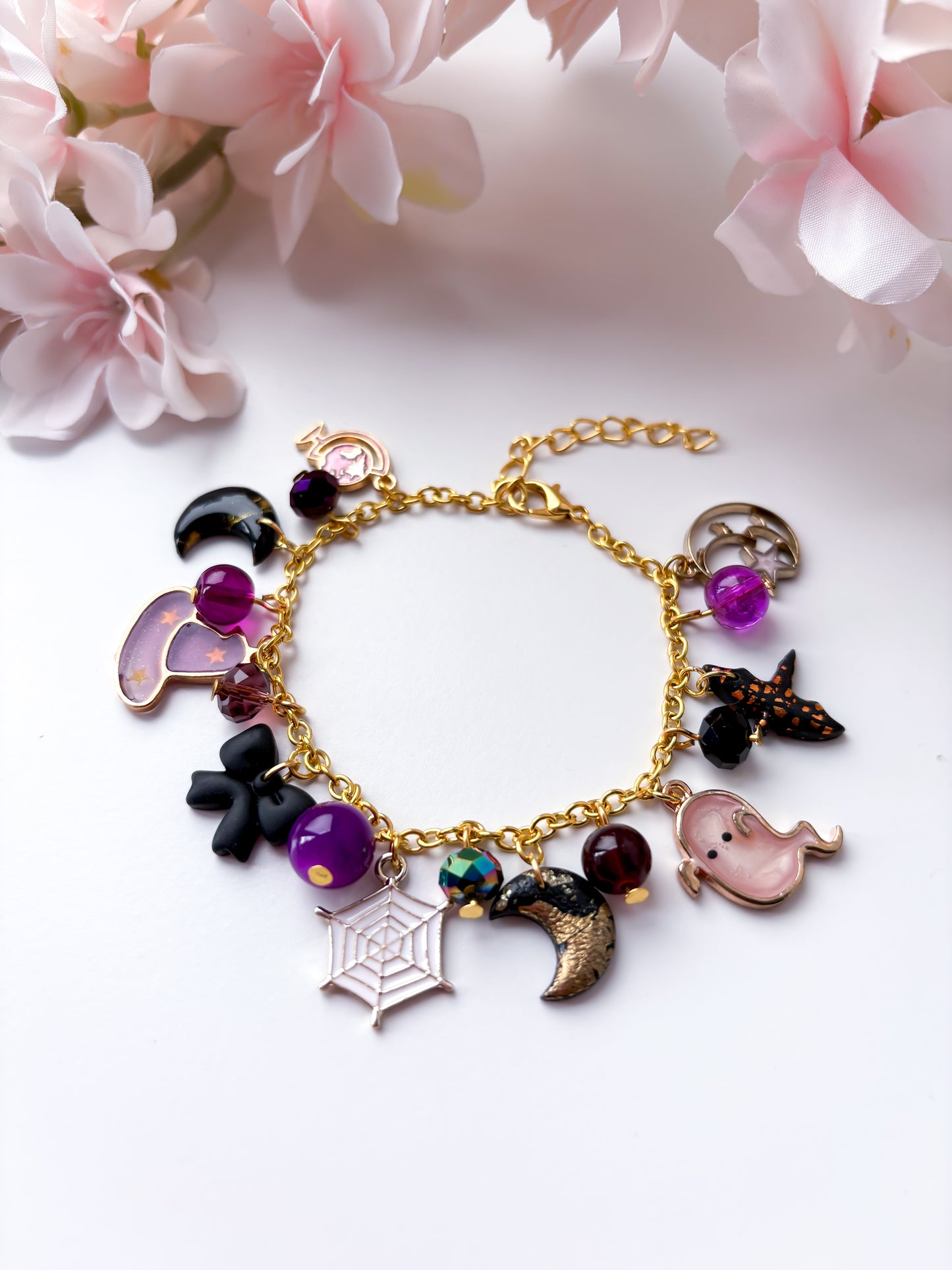 OOAK charm bracelet - purple