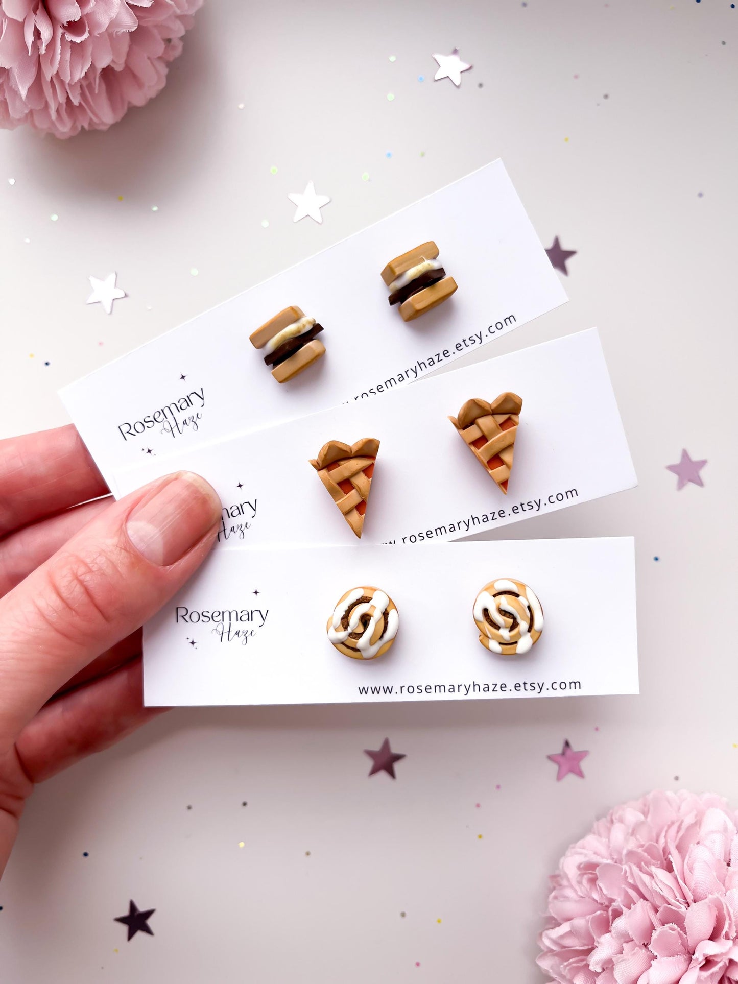 Autumn Food Earrings - studs & huggie hoops