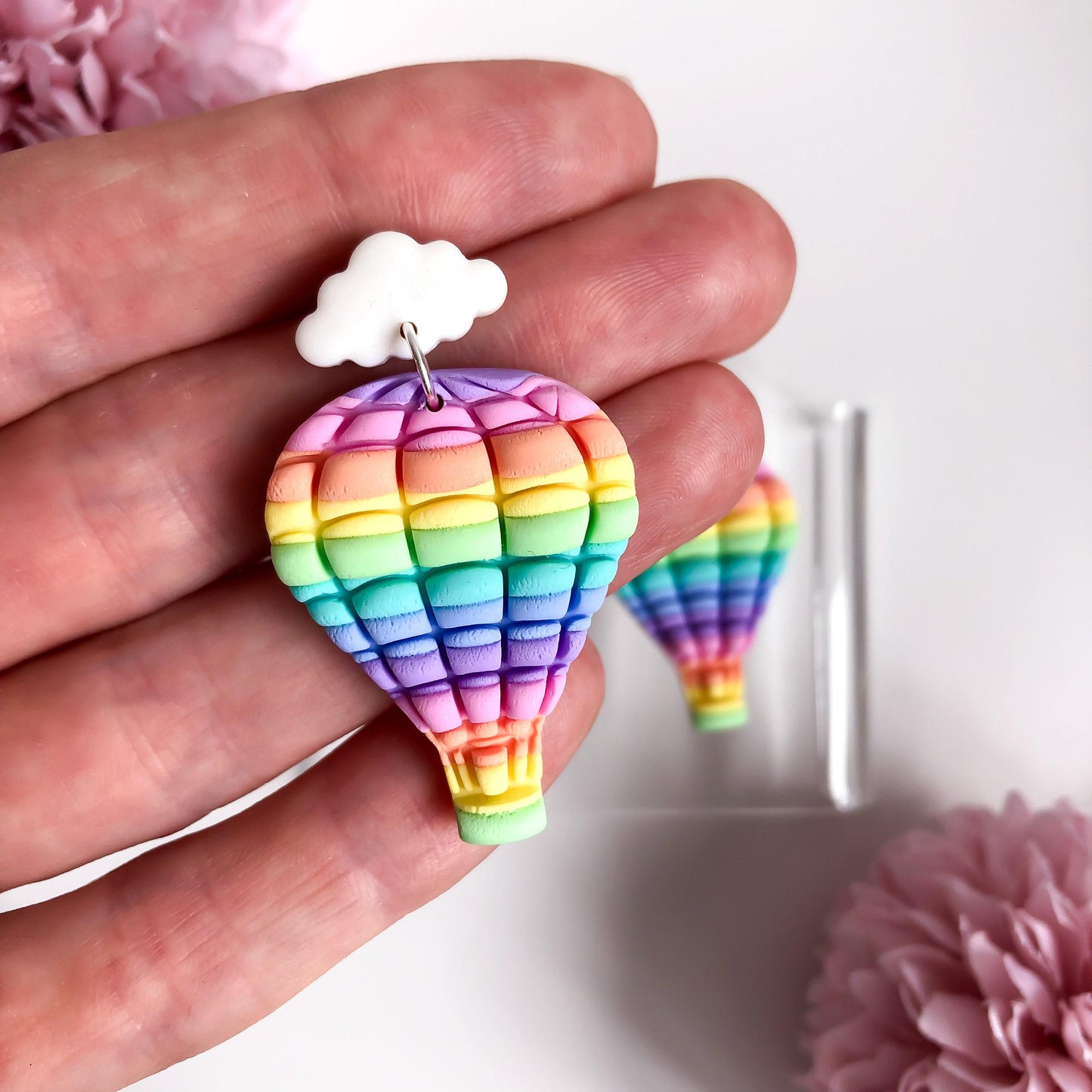 Rainbow Hot Air Balloon Earrings