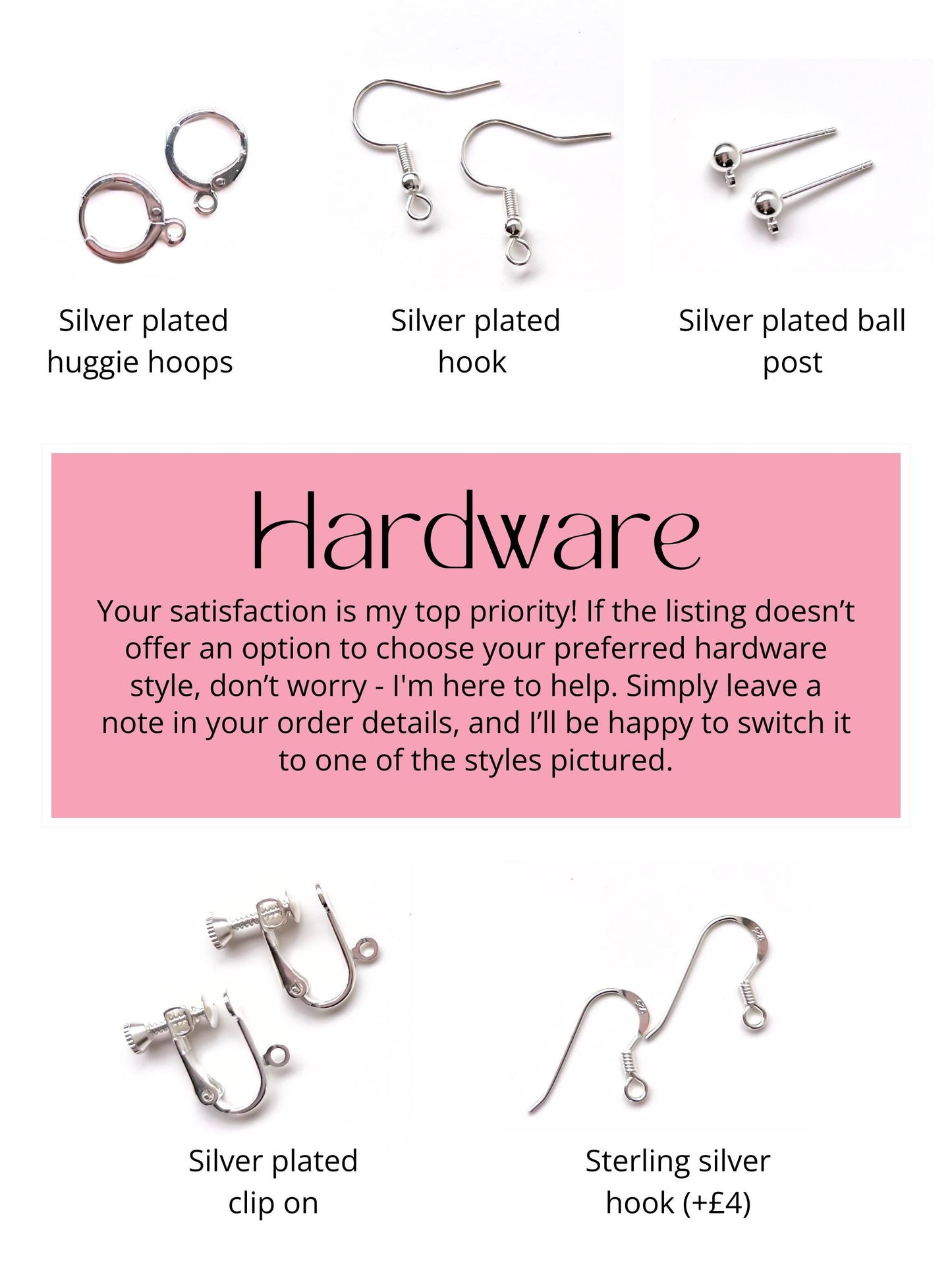 a set of four different types of earrings