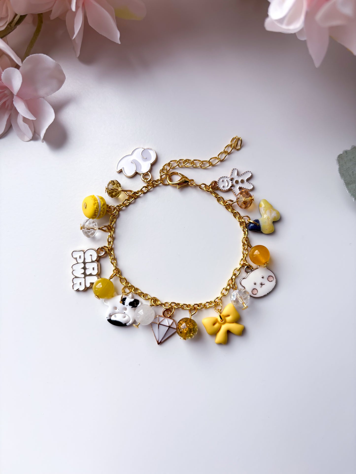 OOAK charm bracelet - yellow