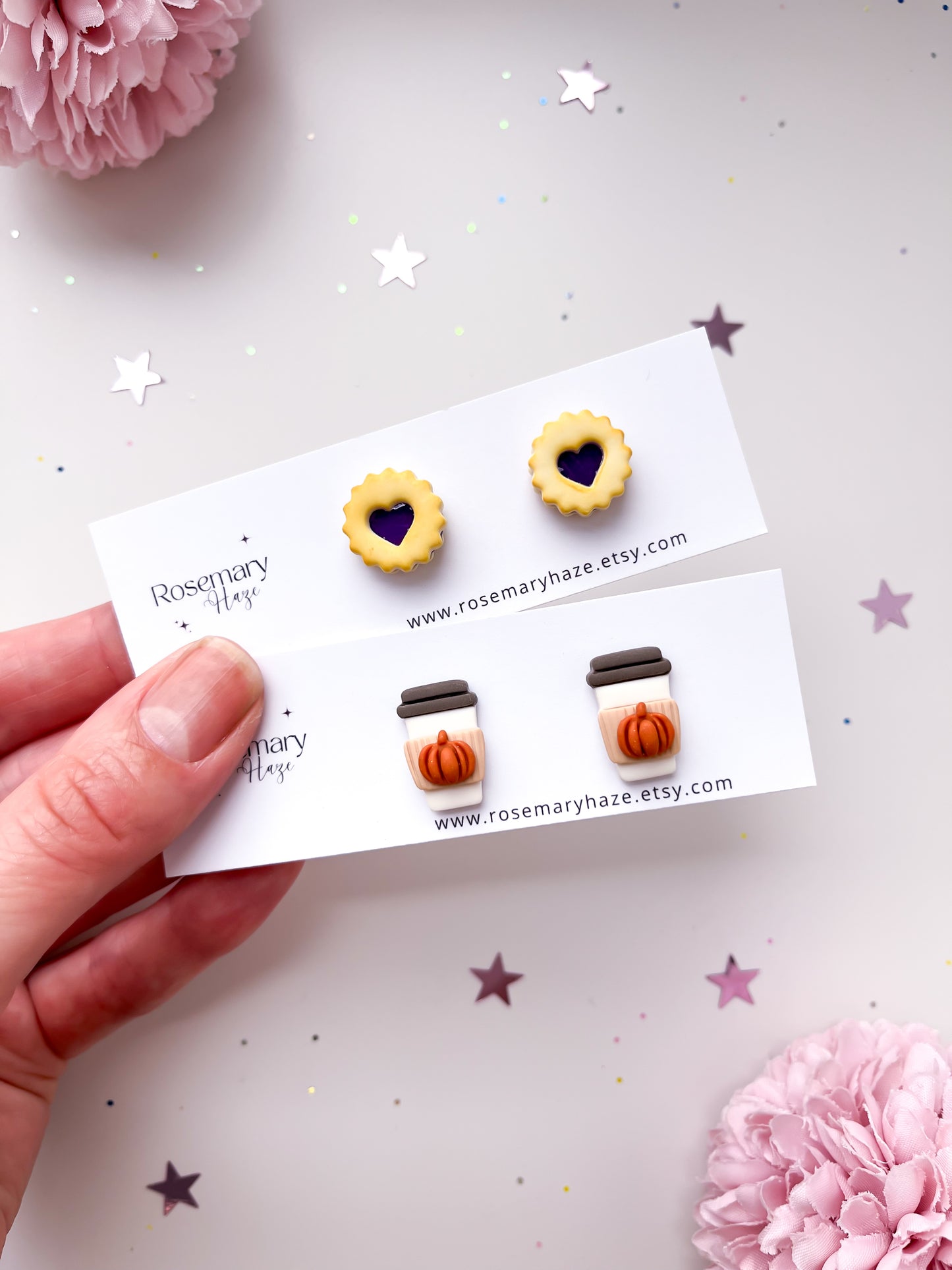 Halloween Jammy Heart Huggie Hoop Earrings