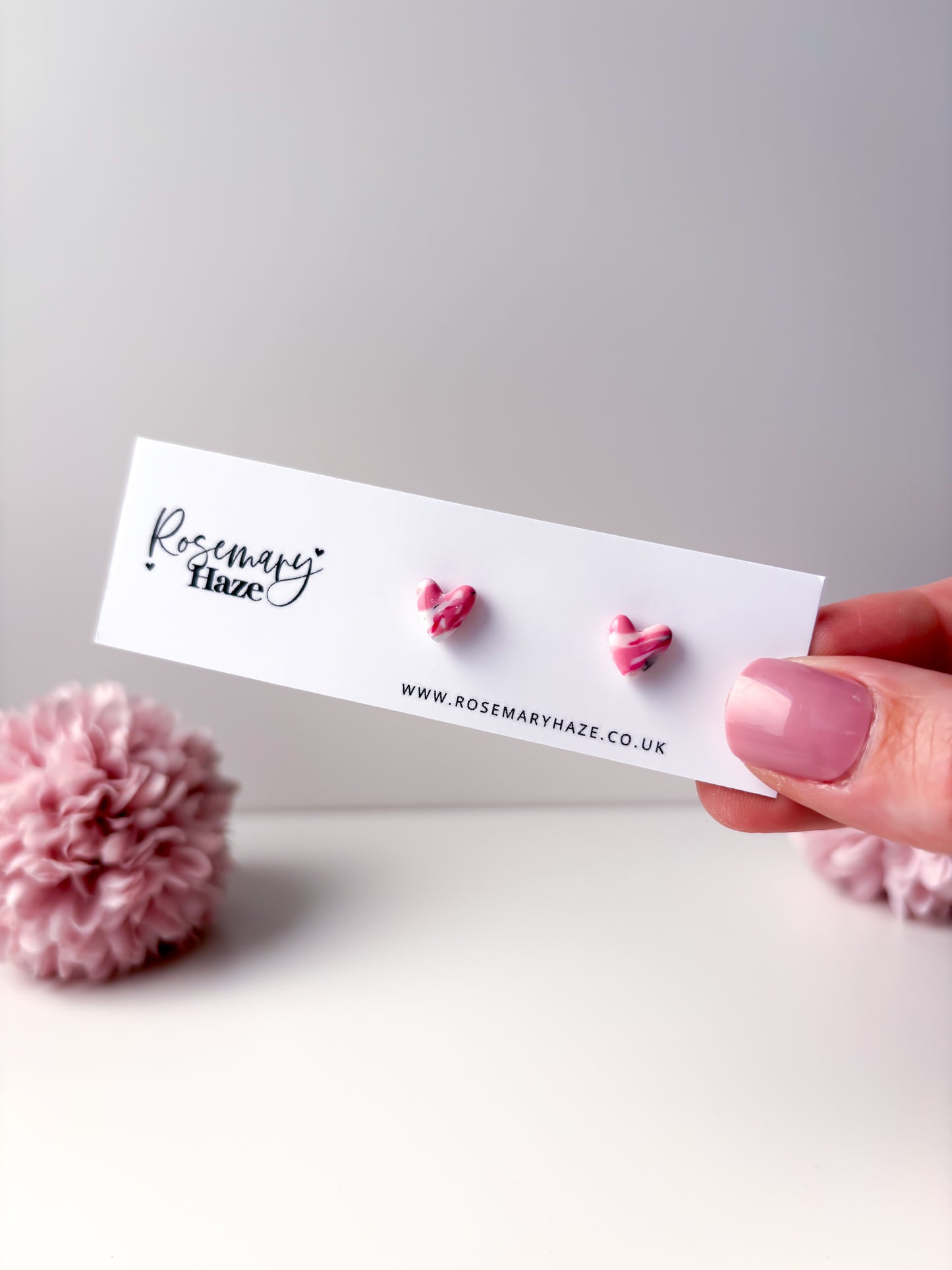 Abstract Pink Mini Heart Studs