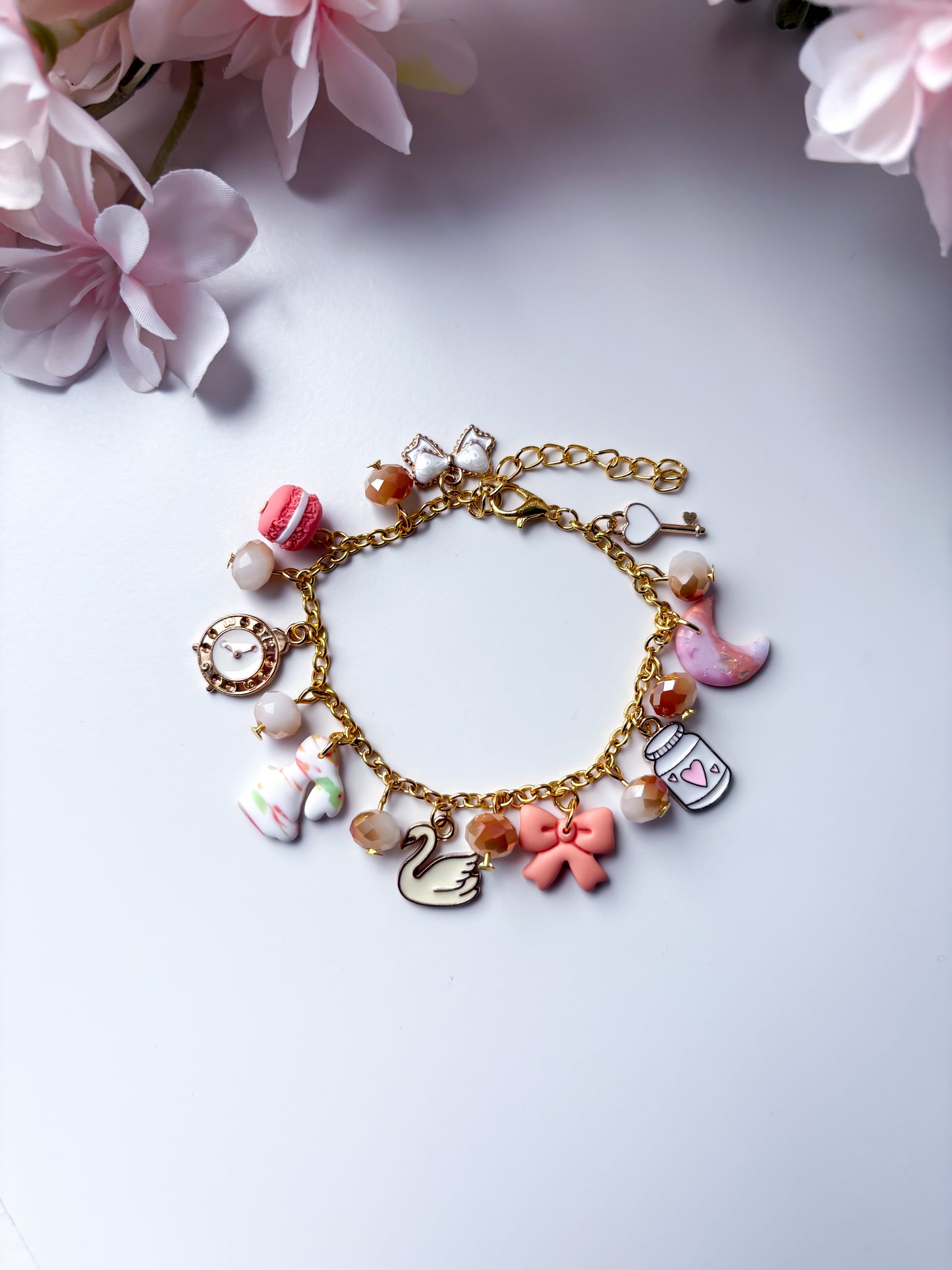 OOAK charm bracelet - peachy