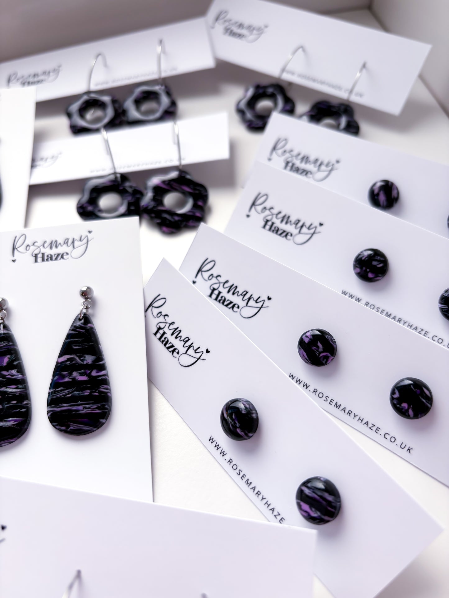 Black & Purple Striped Circle Studs
