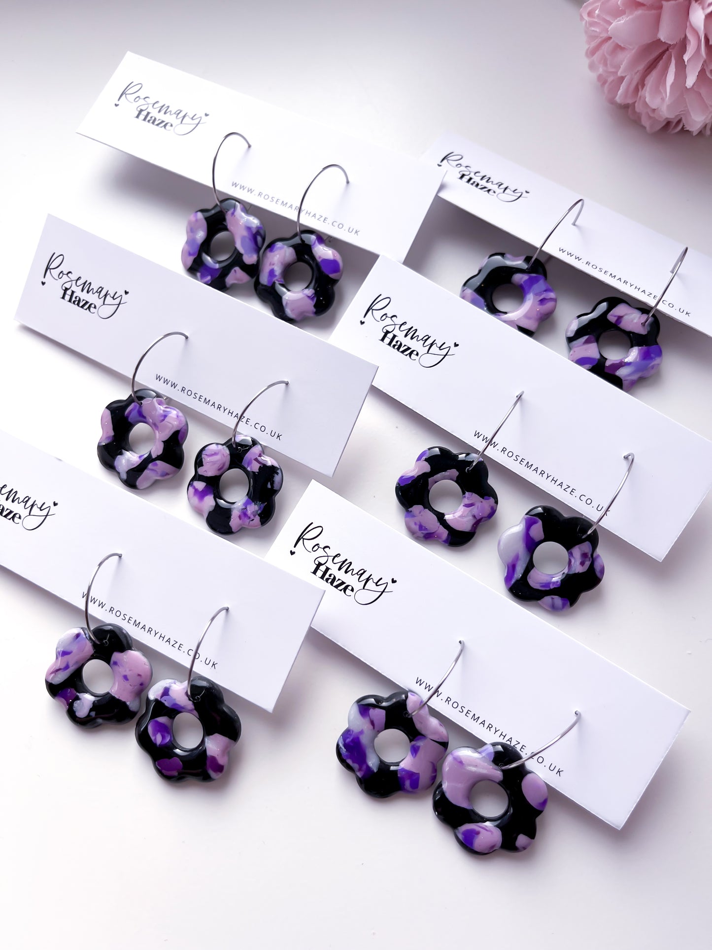 Purple & Black Flower Hoops - day 20 🏡