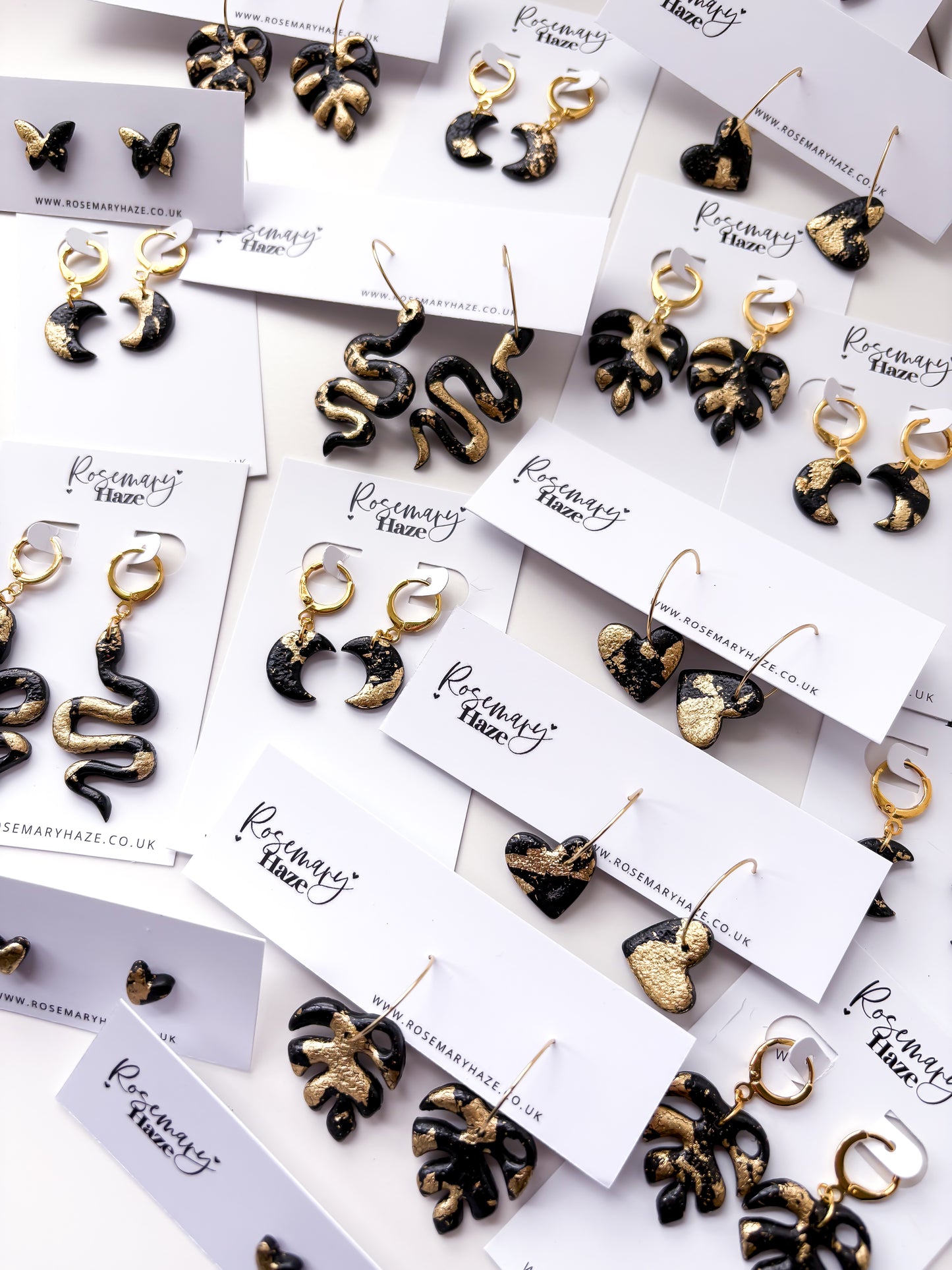 Black & Gold Snake Earrings
