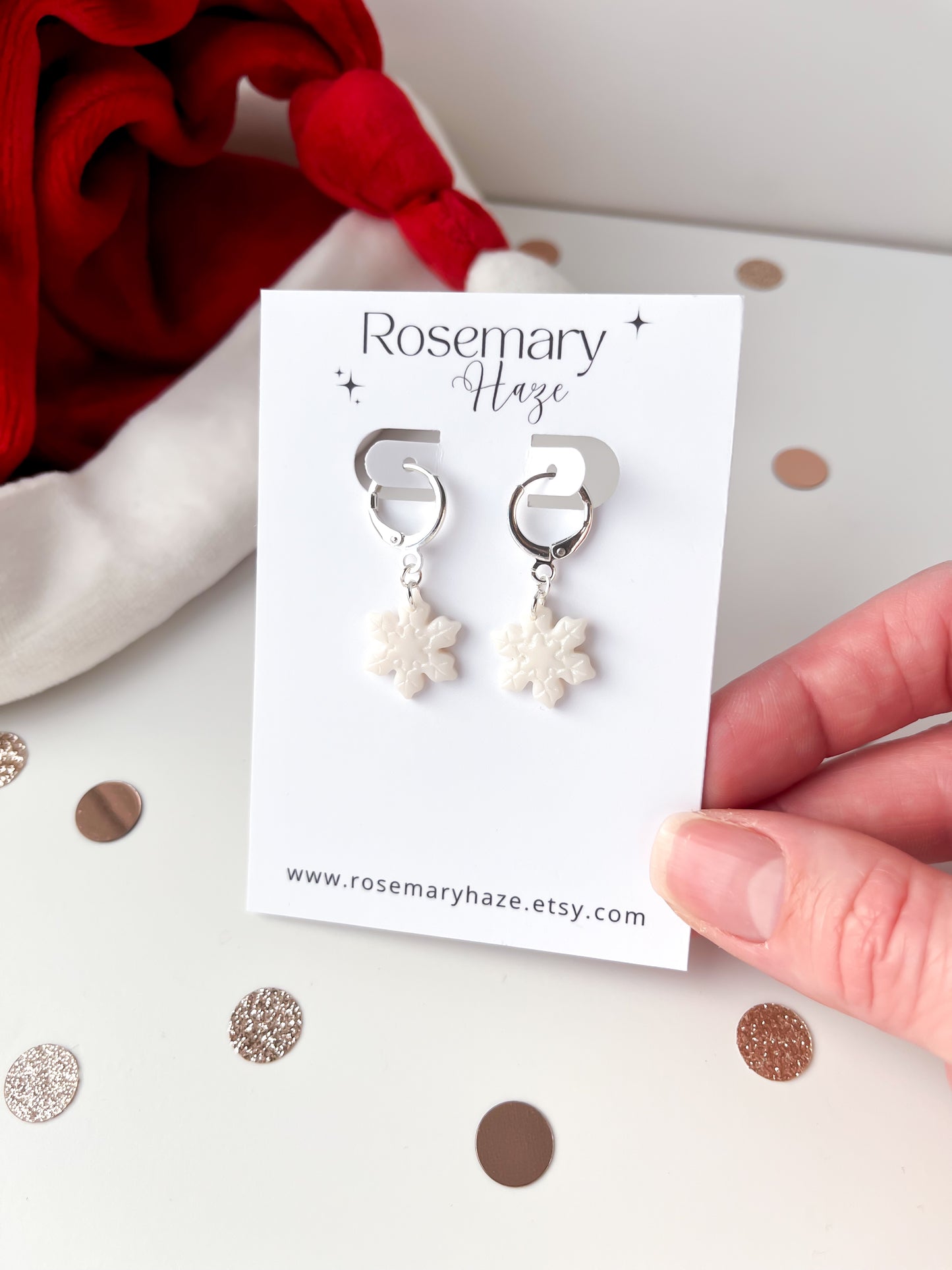 Snowflake Huggie Hoop Earrings