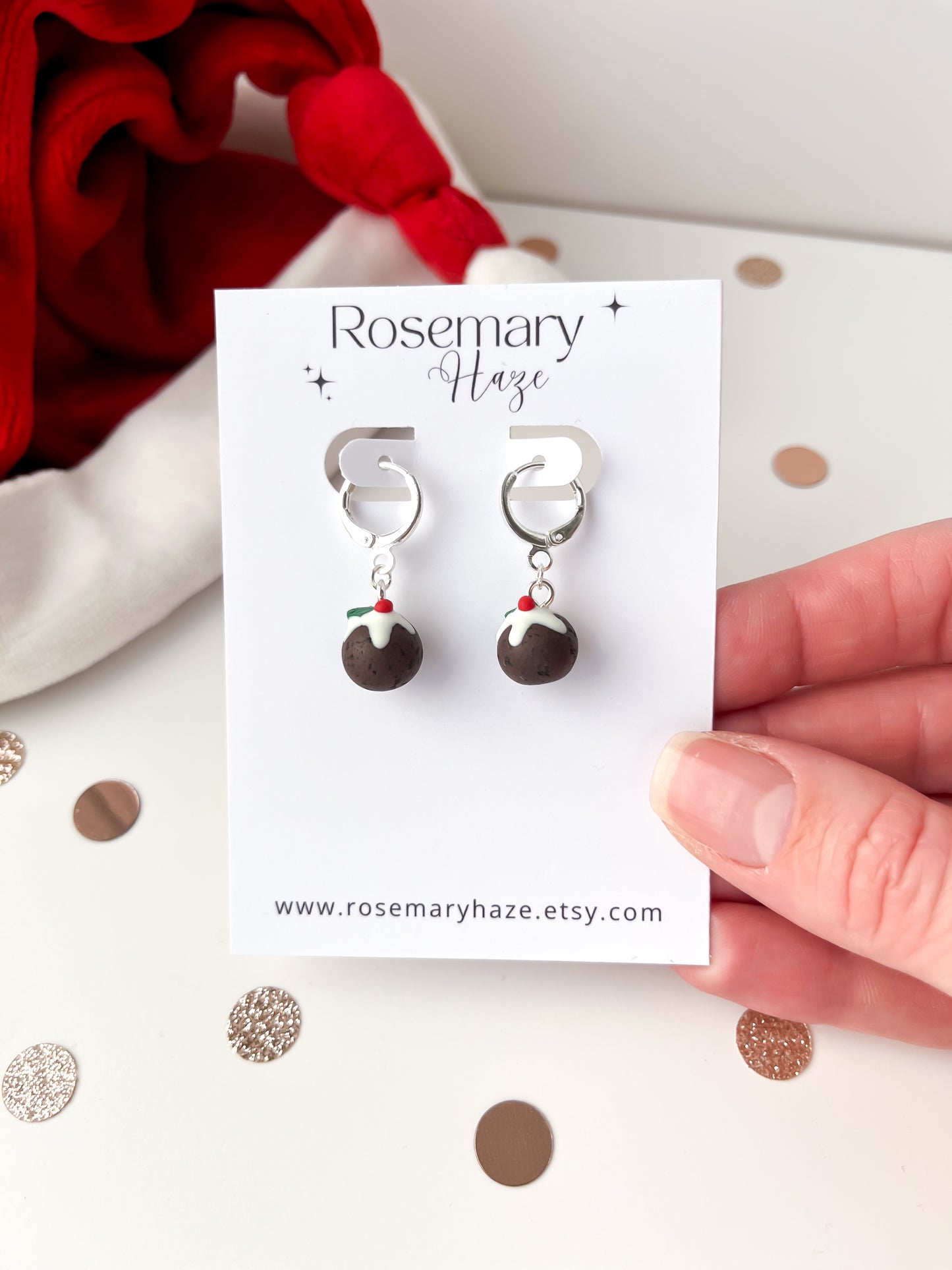 Christmas Pudding Huggie Hoop Earrings