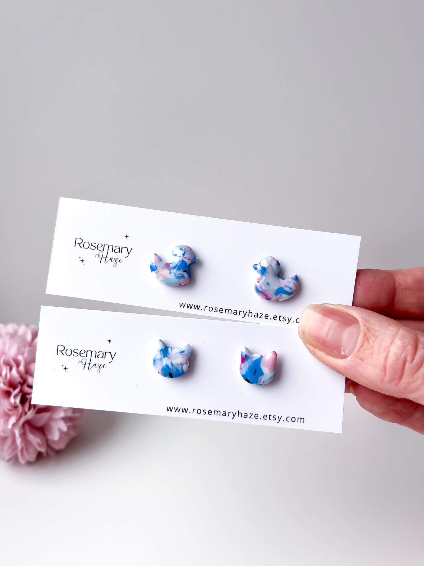 Zero Waste Blue & Pink Studs *new butterfly option added*