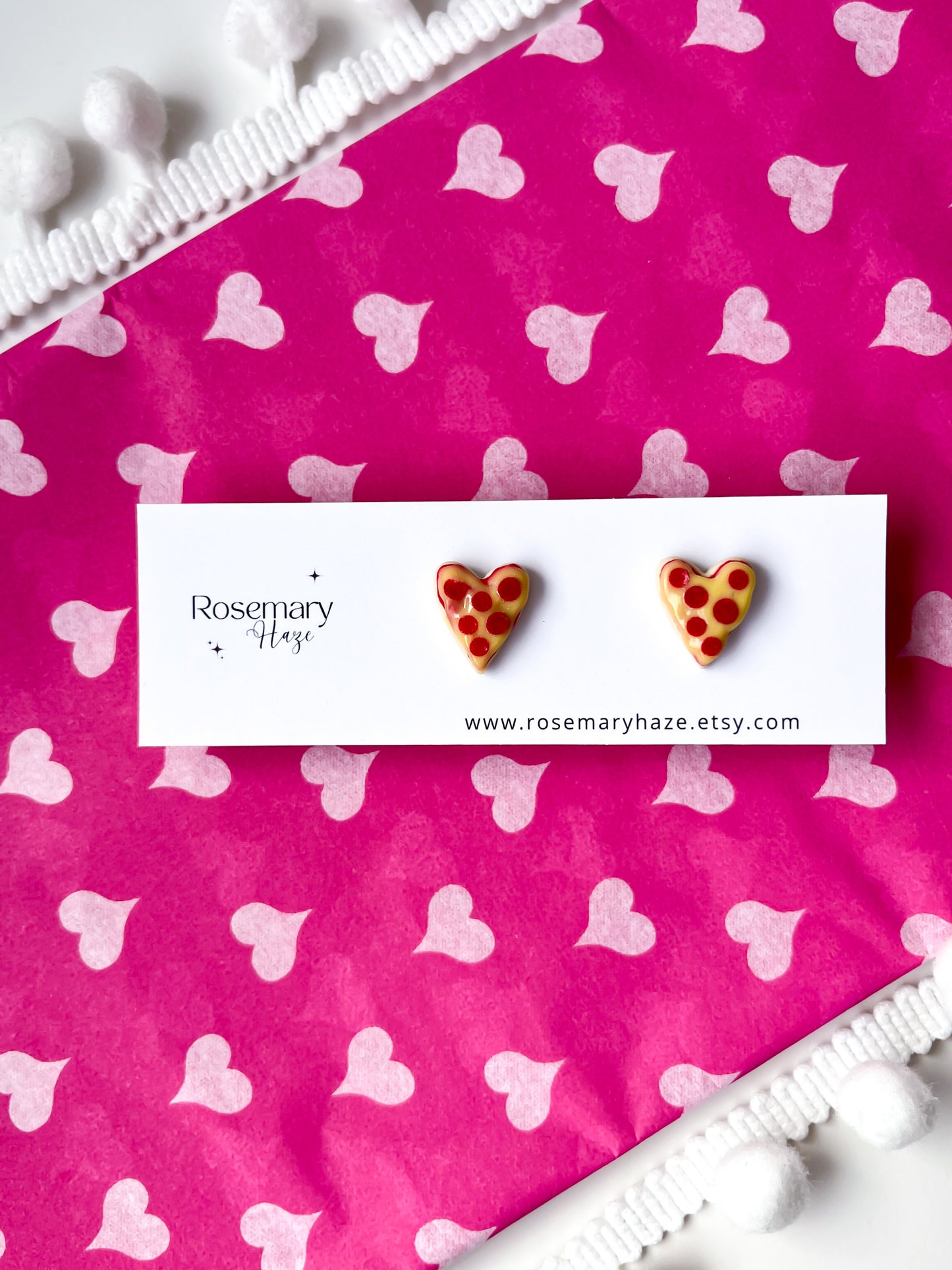 Pizza Heart Stud Earrings