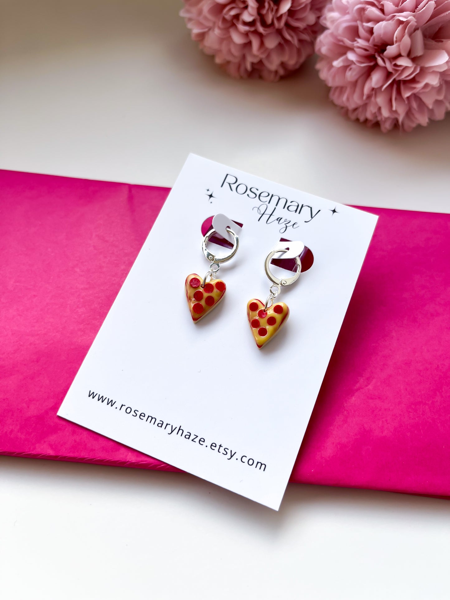 Pizza Heart Huggie Hoops