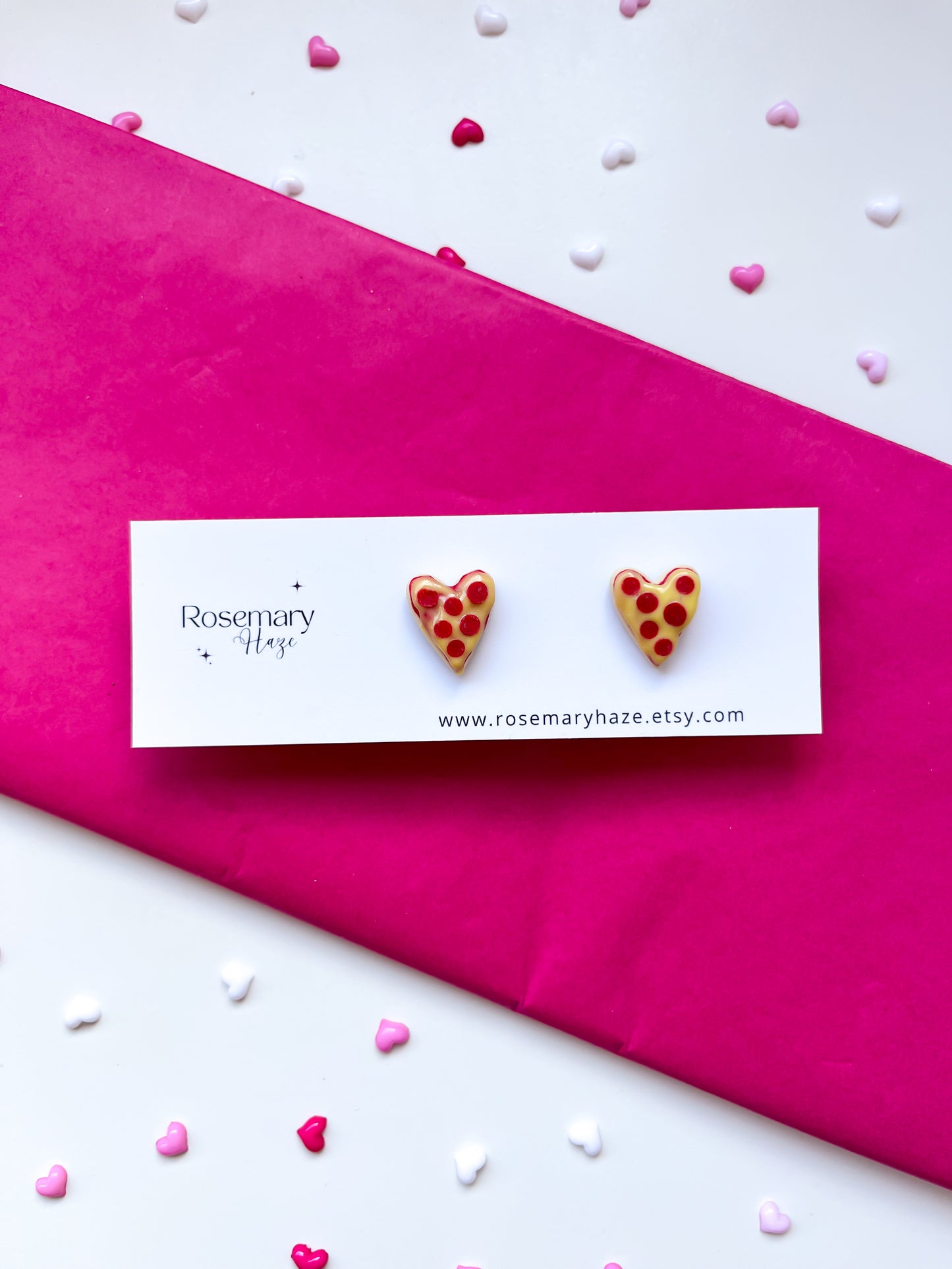 Pizza Heart Stud Earrings