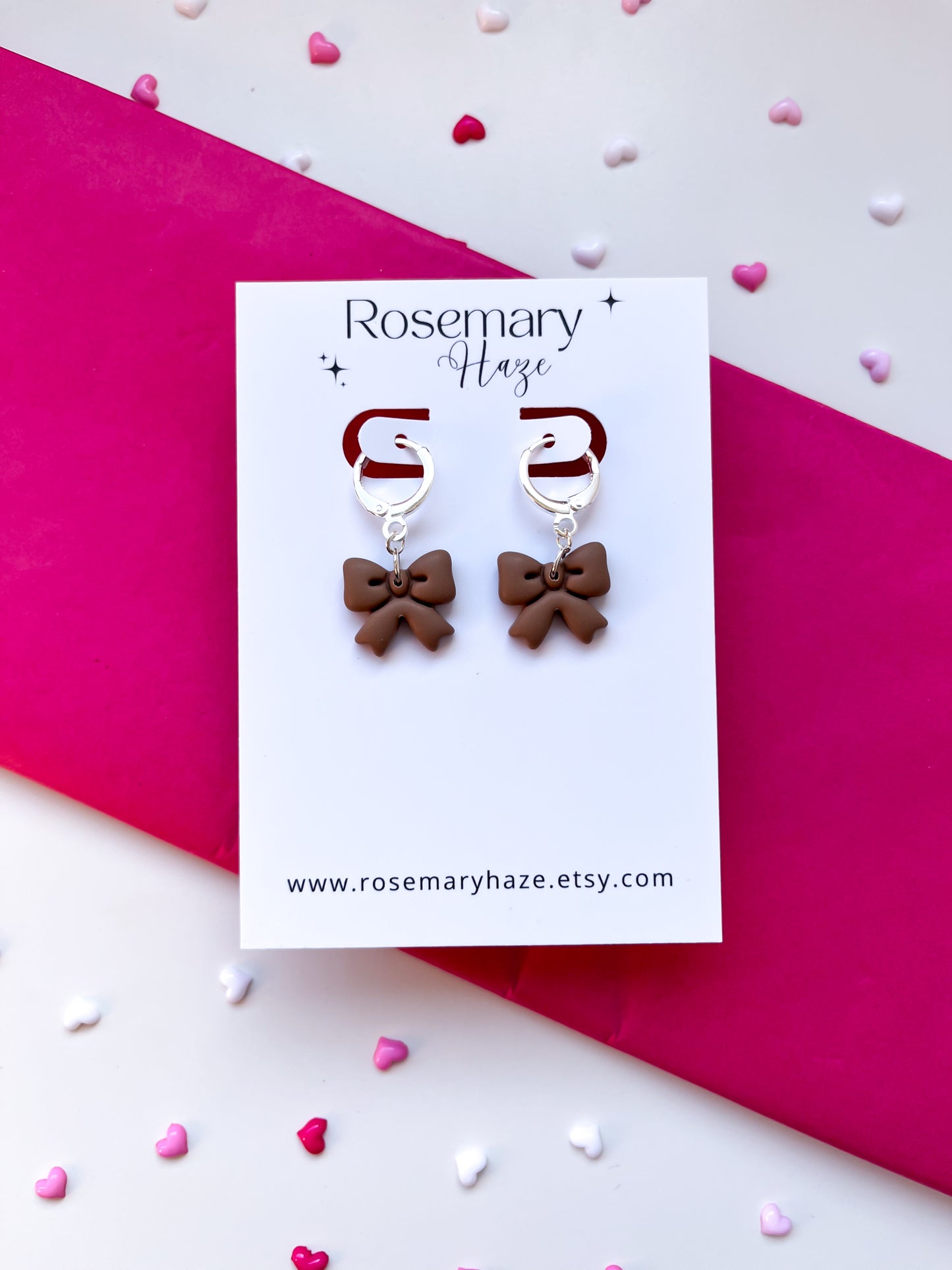 Bow Huggie Hoops - Mocha Latte