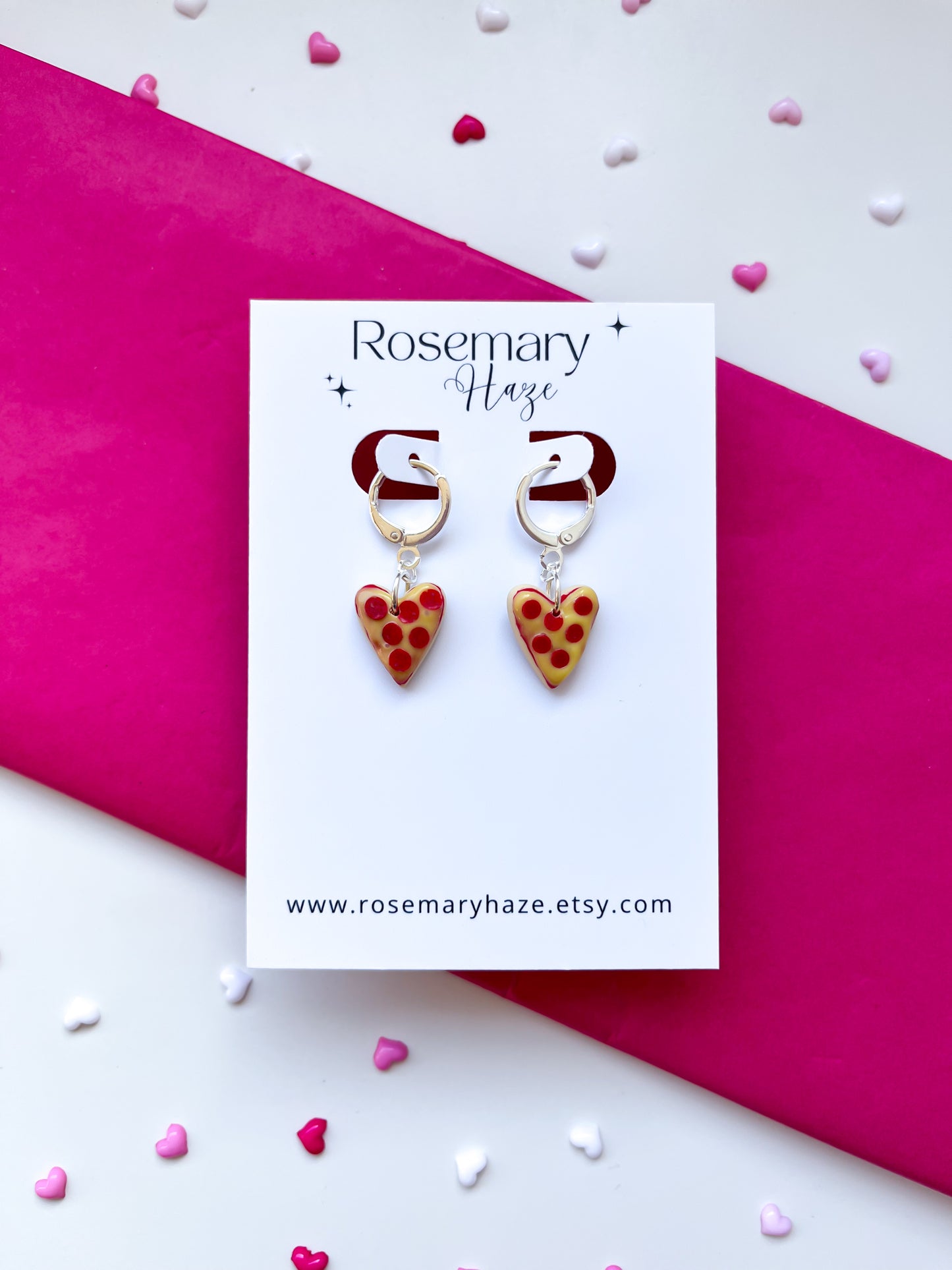 Pizza Heart Huggie Hoops