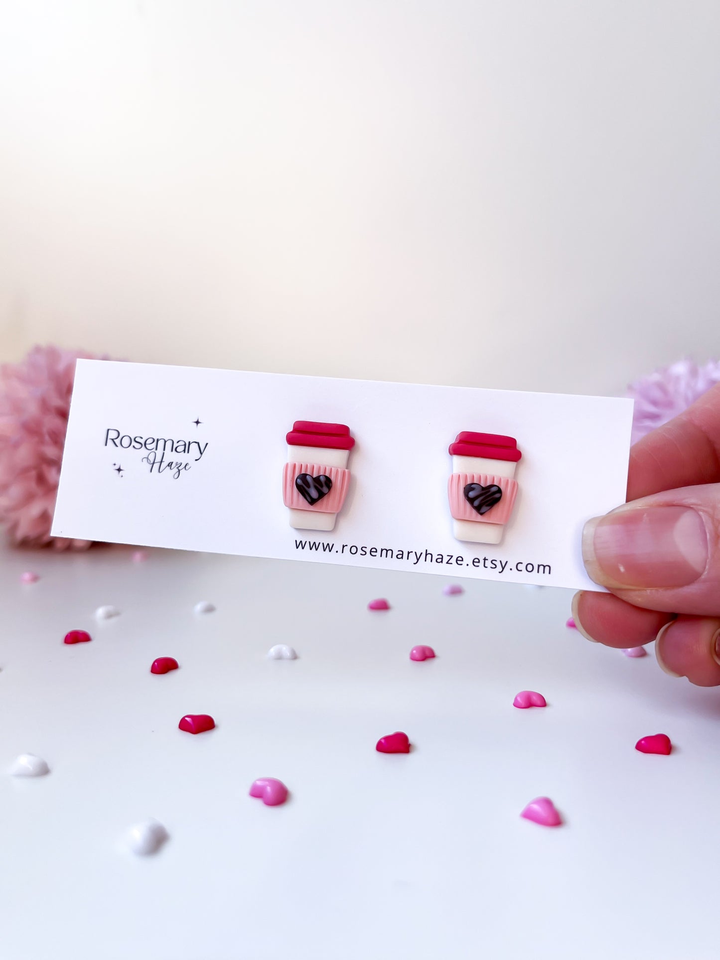 Valentines Coffee Cup Stud Earrings