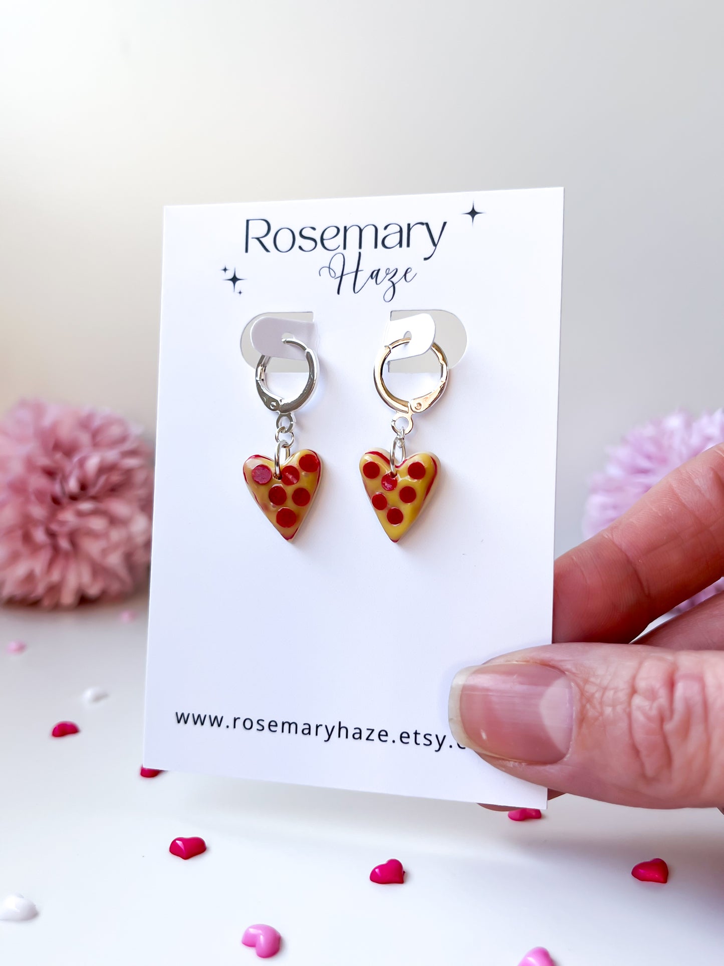 Pizza Heart Huggie Hoops