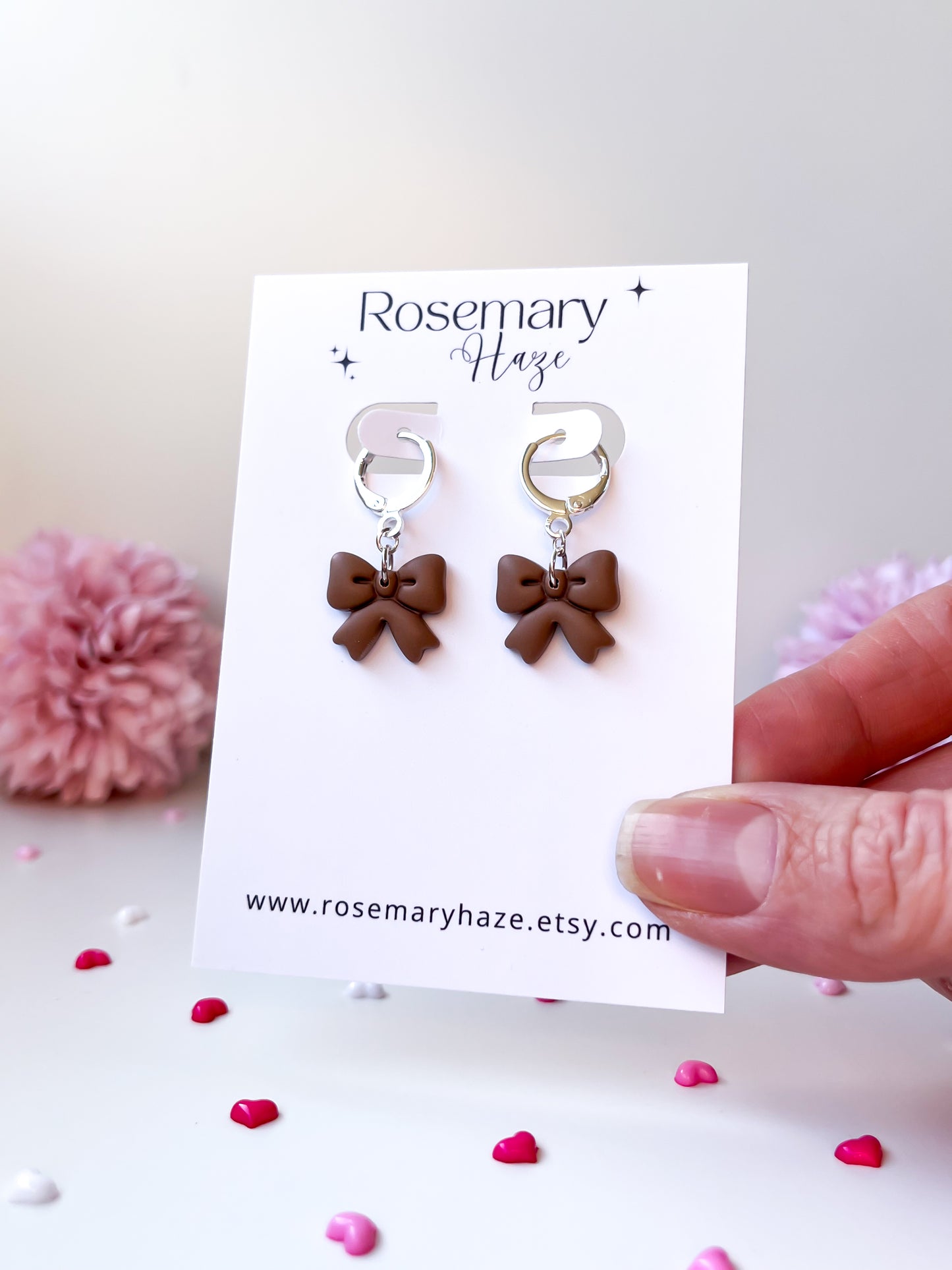 Bow Huggie Hoops - Mocha Latte
