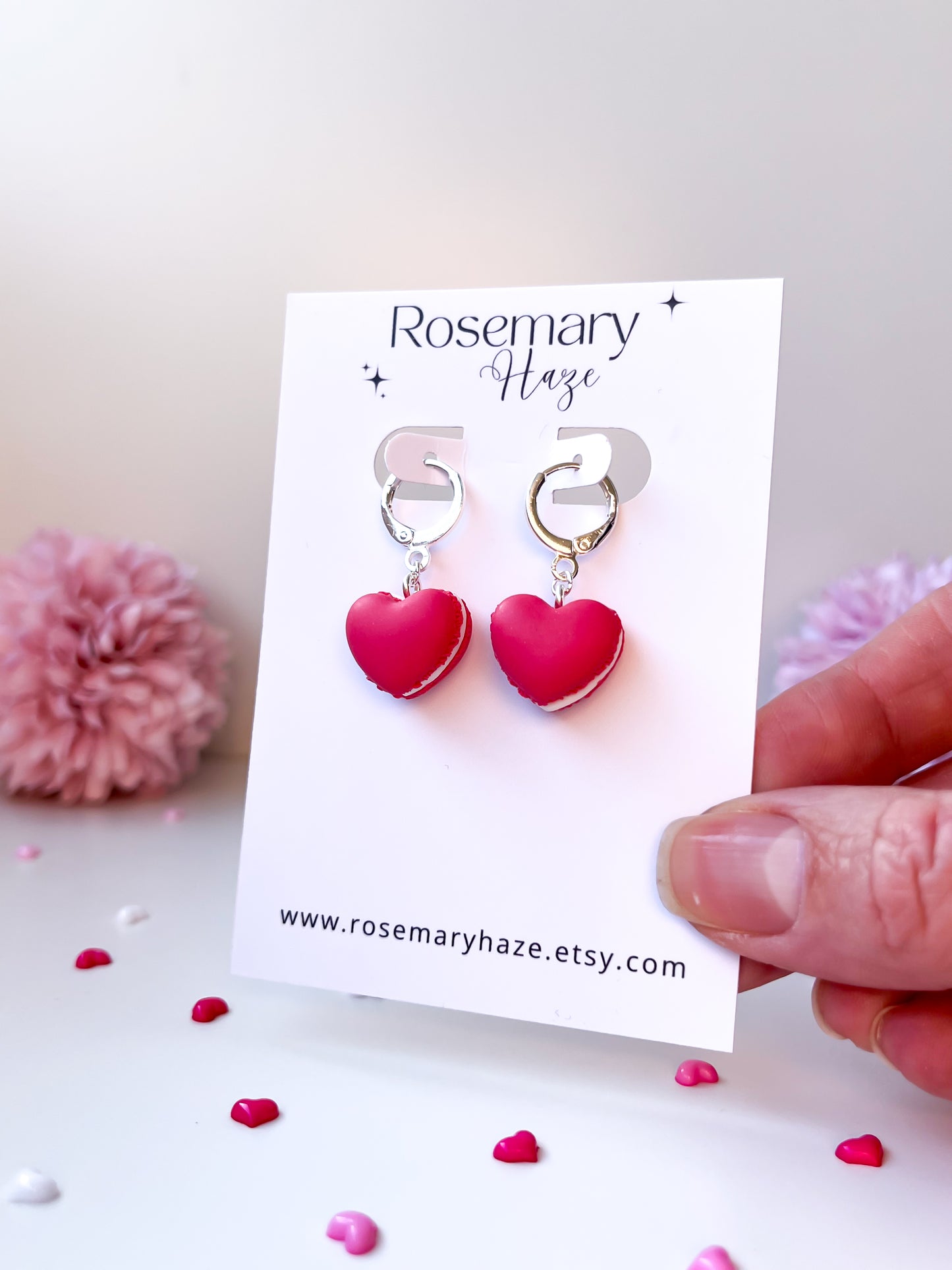 Macaron Hearts Huggie Hoops