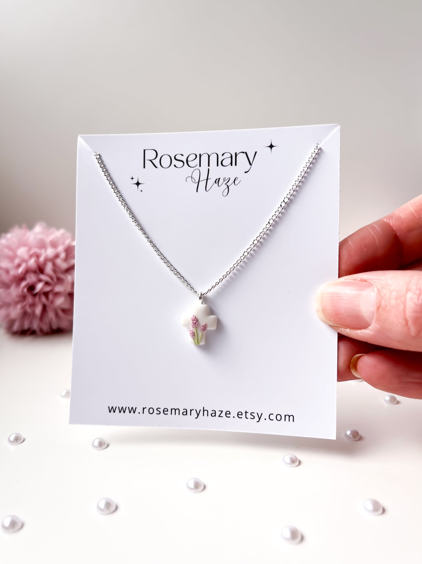 Lavender Cross Pendant Necklace