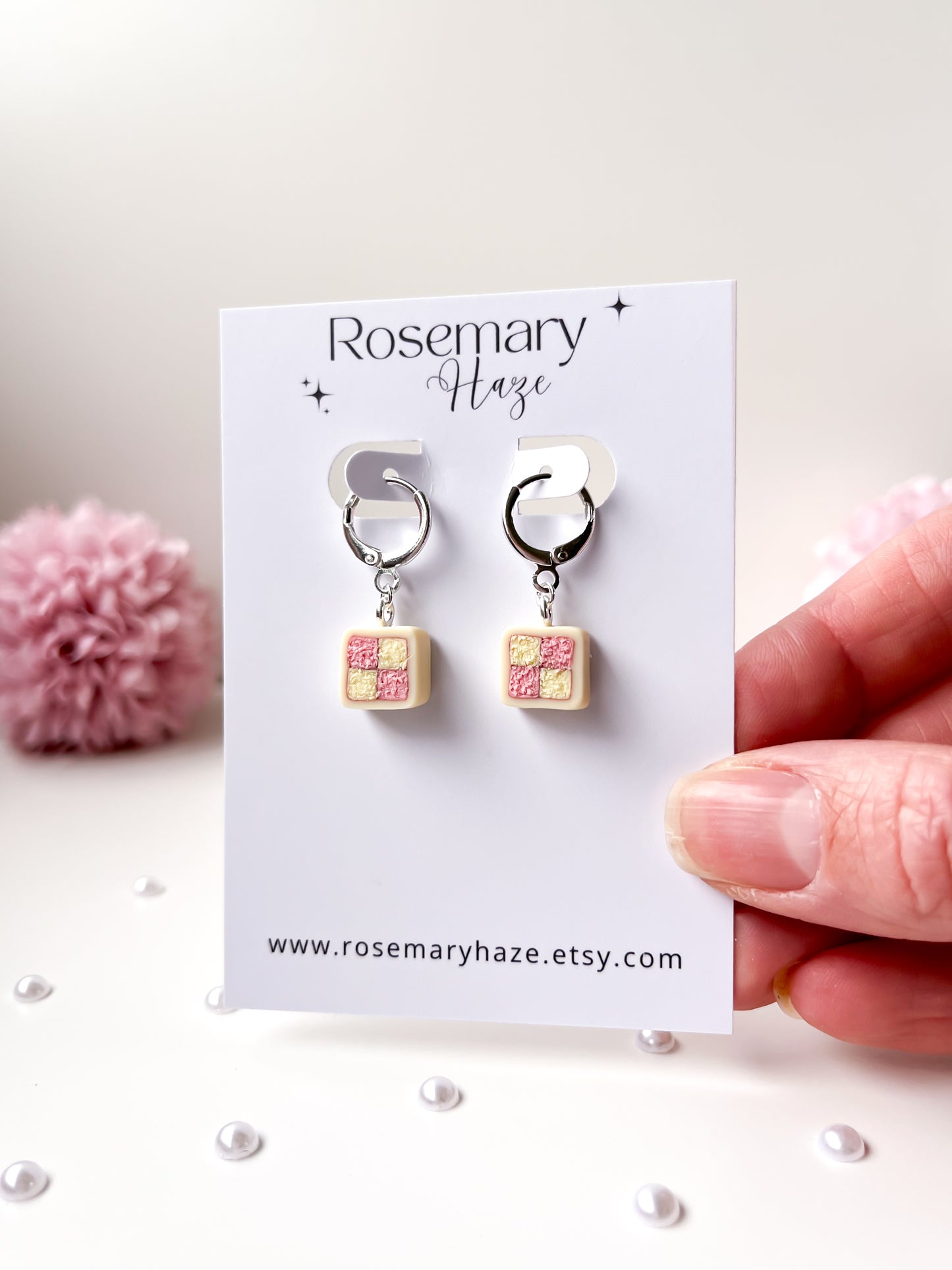 Battenberg Huggie Hoop Earrings