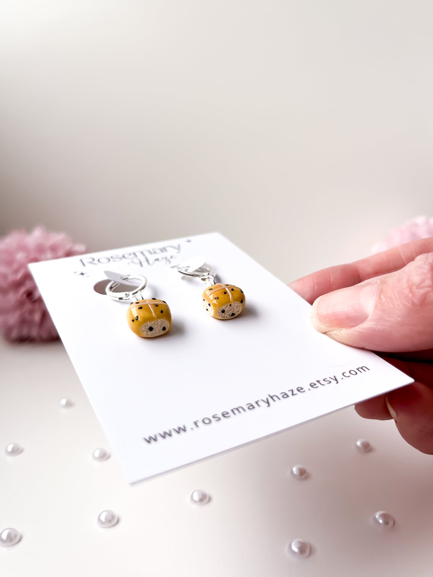 Hot Cross Bun Huggie Hoop Earrings