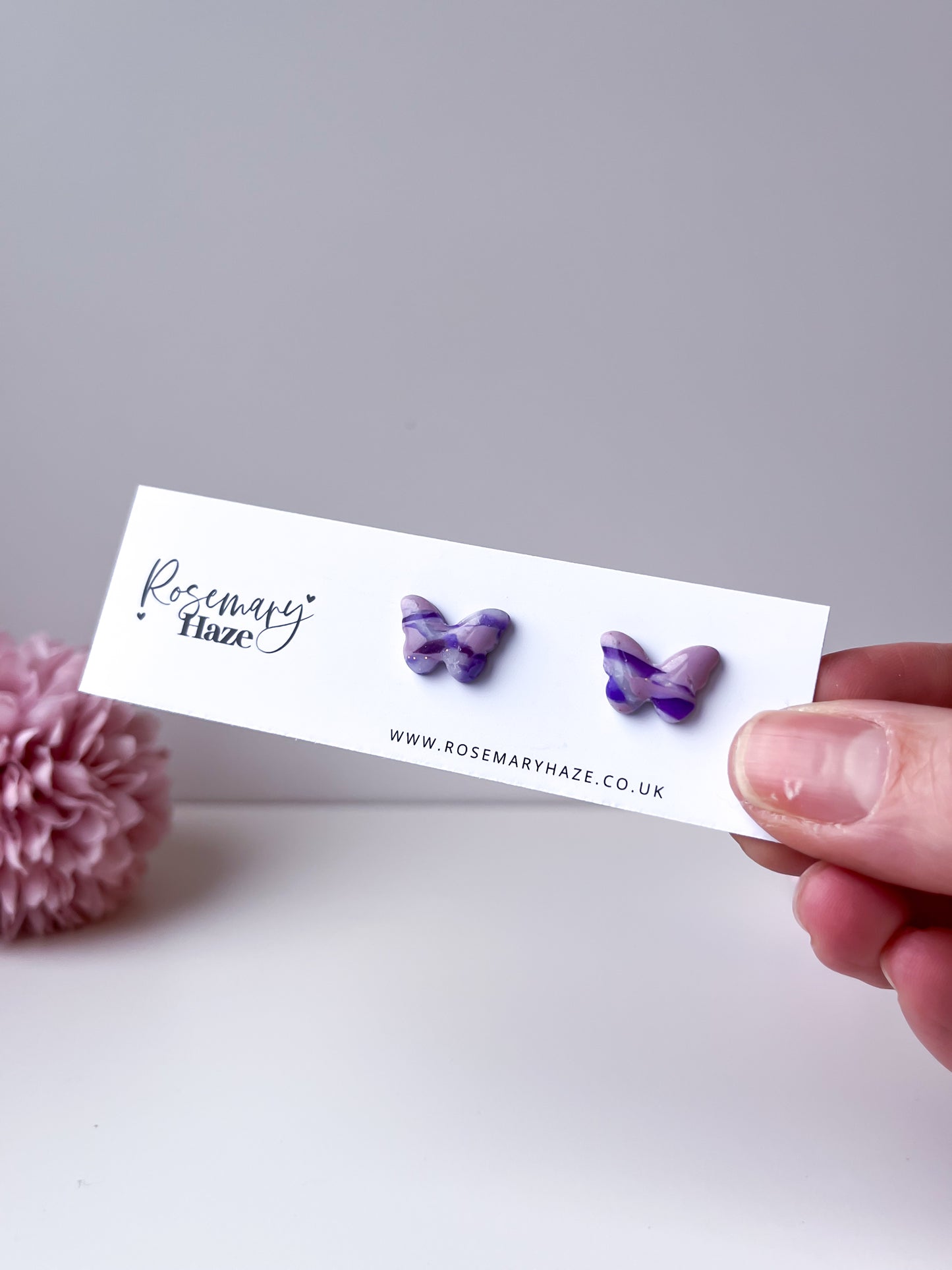 Zero Waste Purple Studs - butterfly & cat