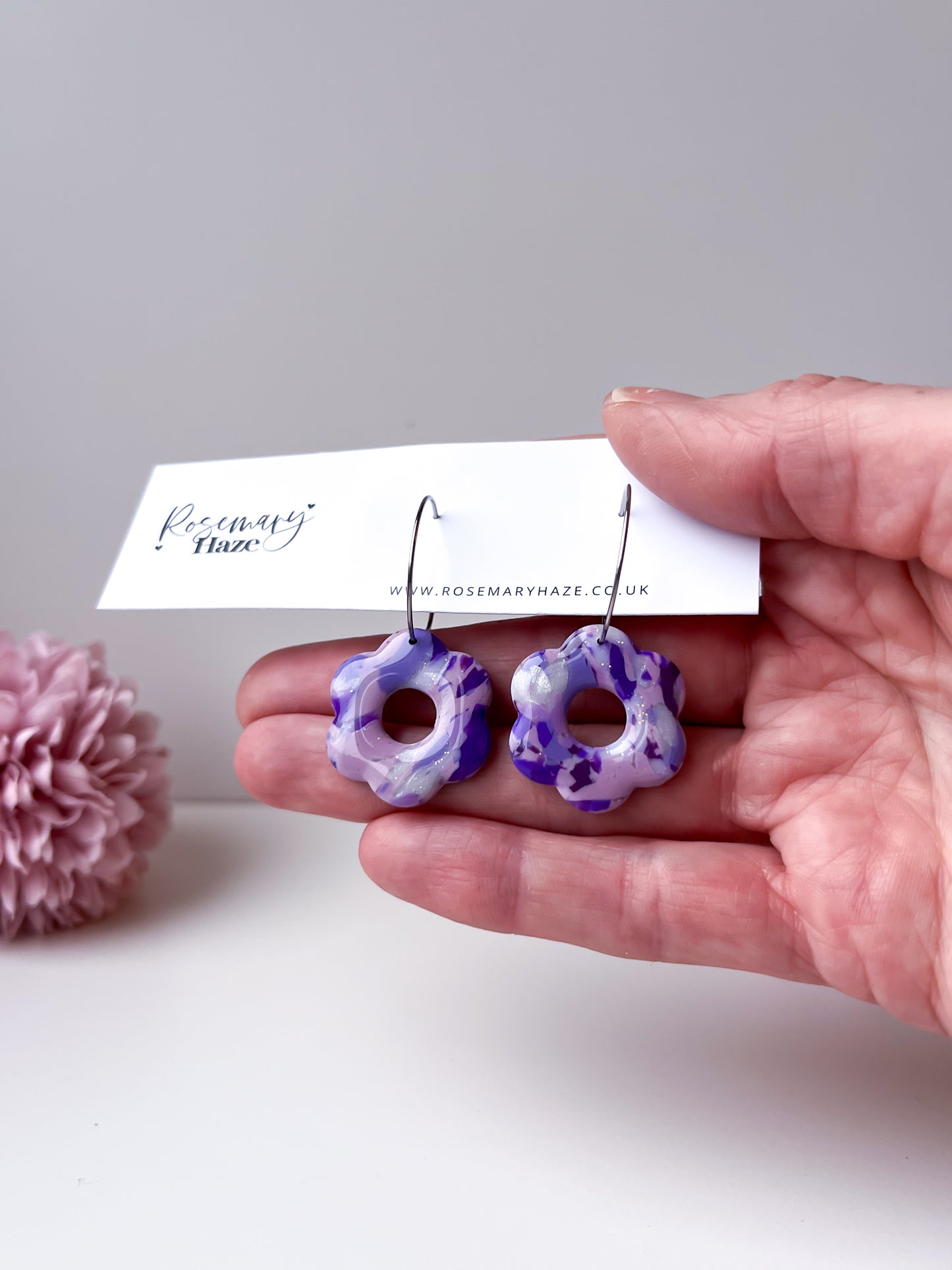 Purple Flower Hoops