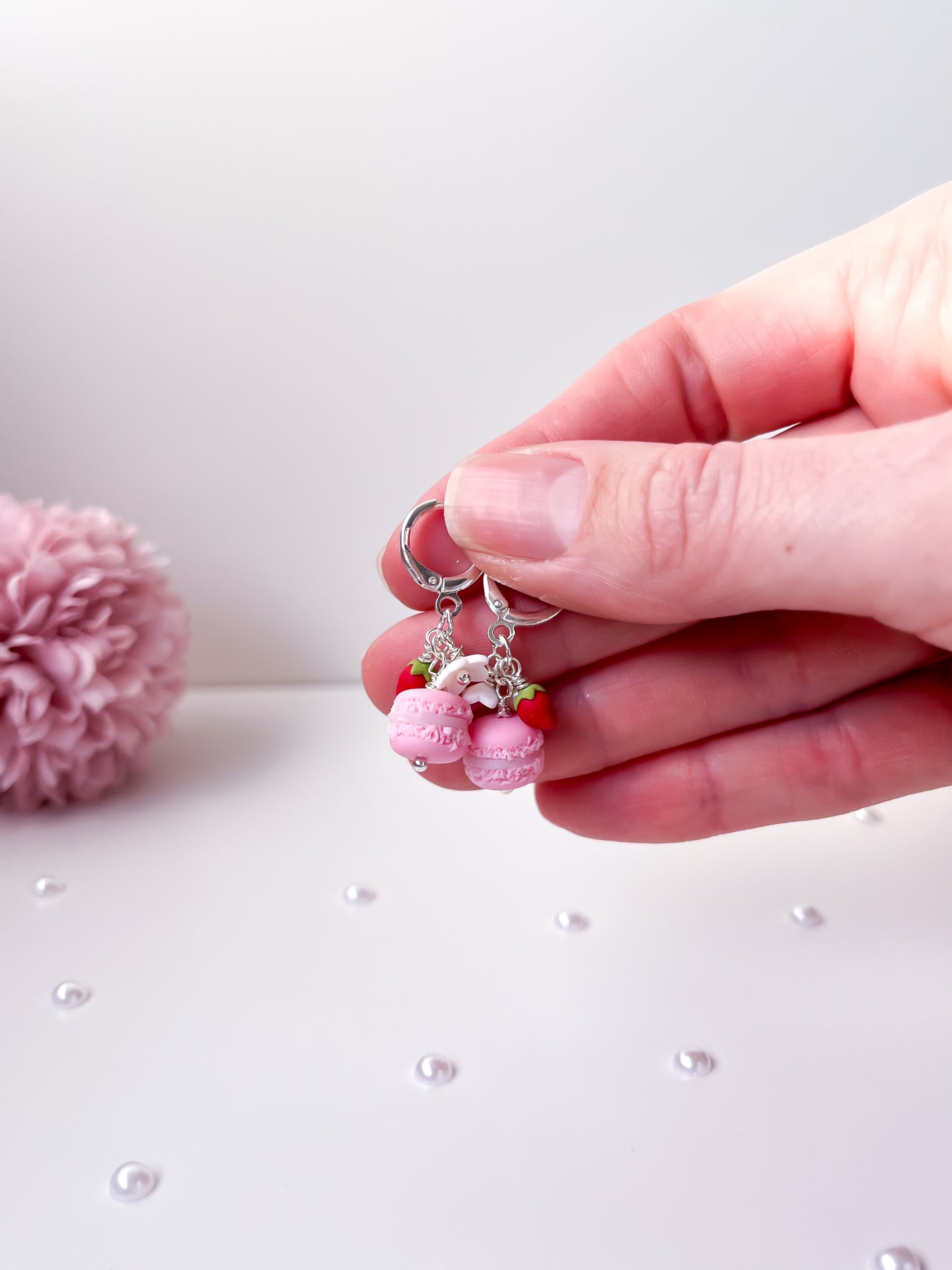 Srawberry Macaron Mini Cluster Earrings