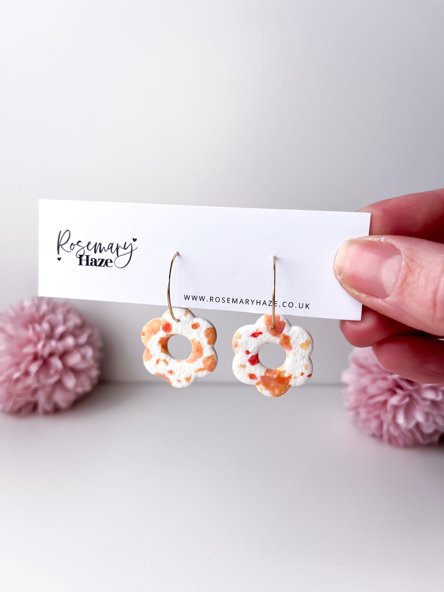 Orange Sprinkled Flower Hoops - day 13 🏡