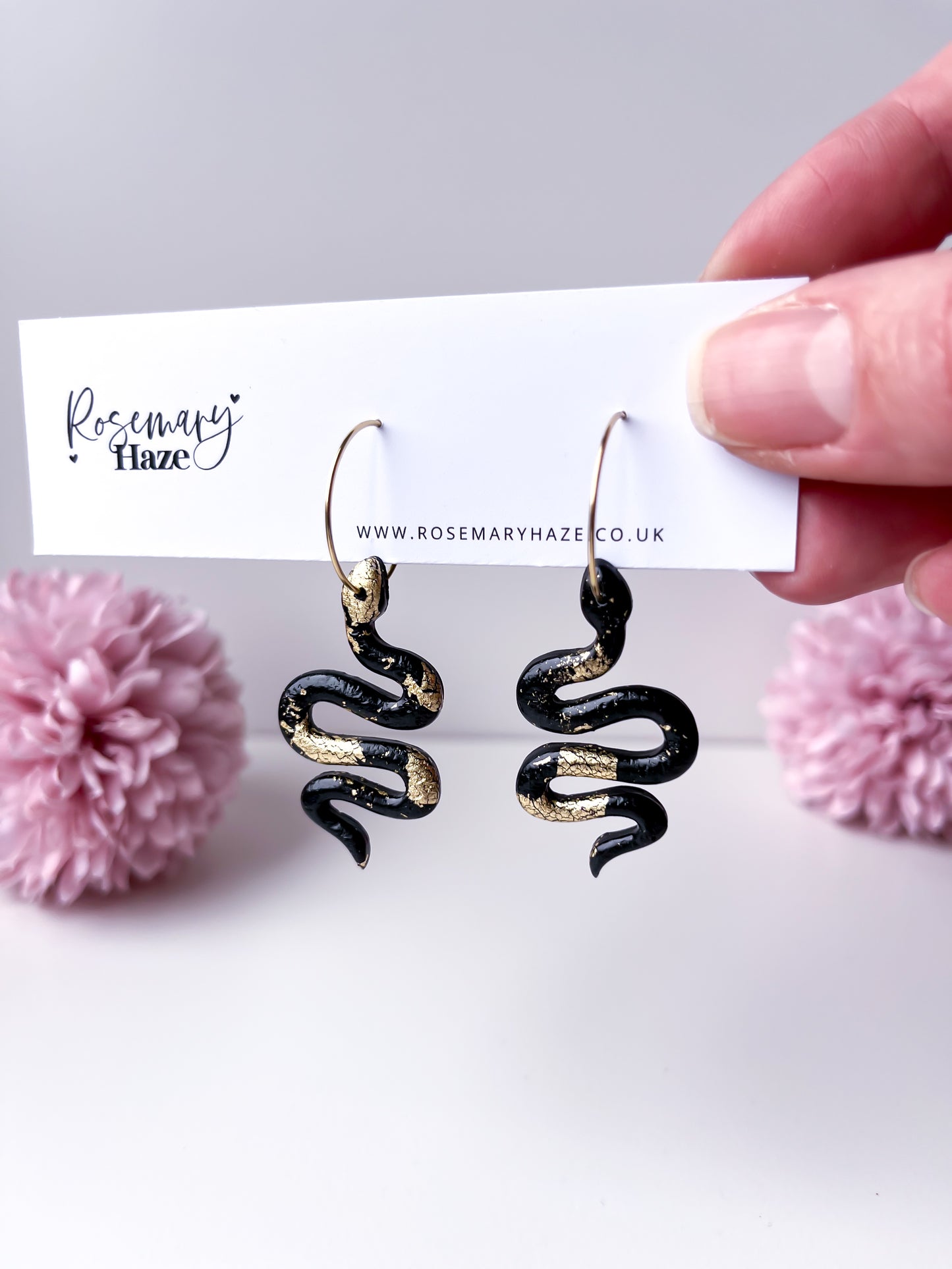 Black & Gold Snake Hoops