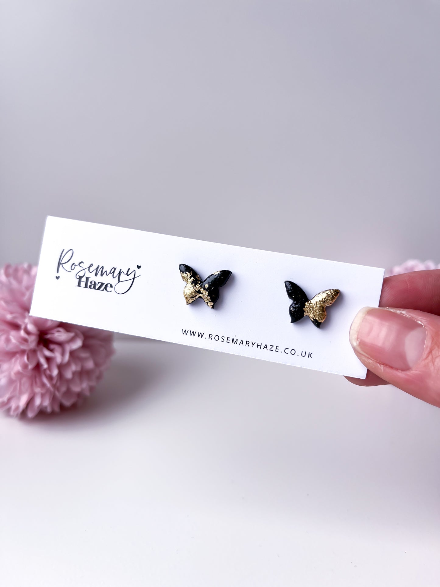 Black & Gold Butterfly Studs