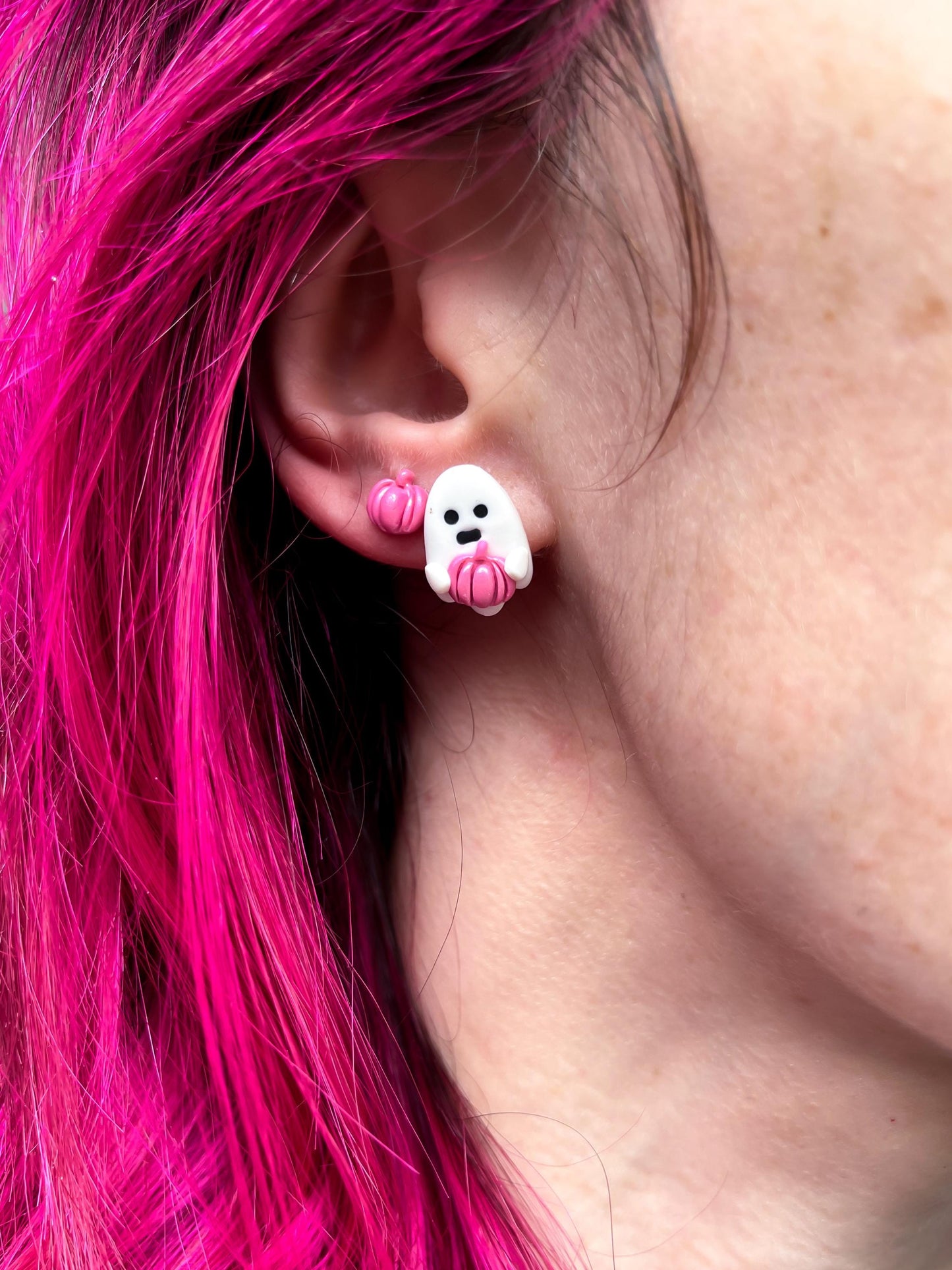 Halloween Cute Ghost Earrings - studs & huggie hoops
