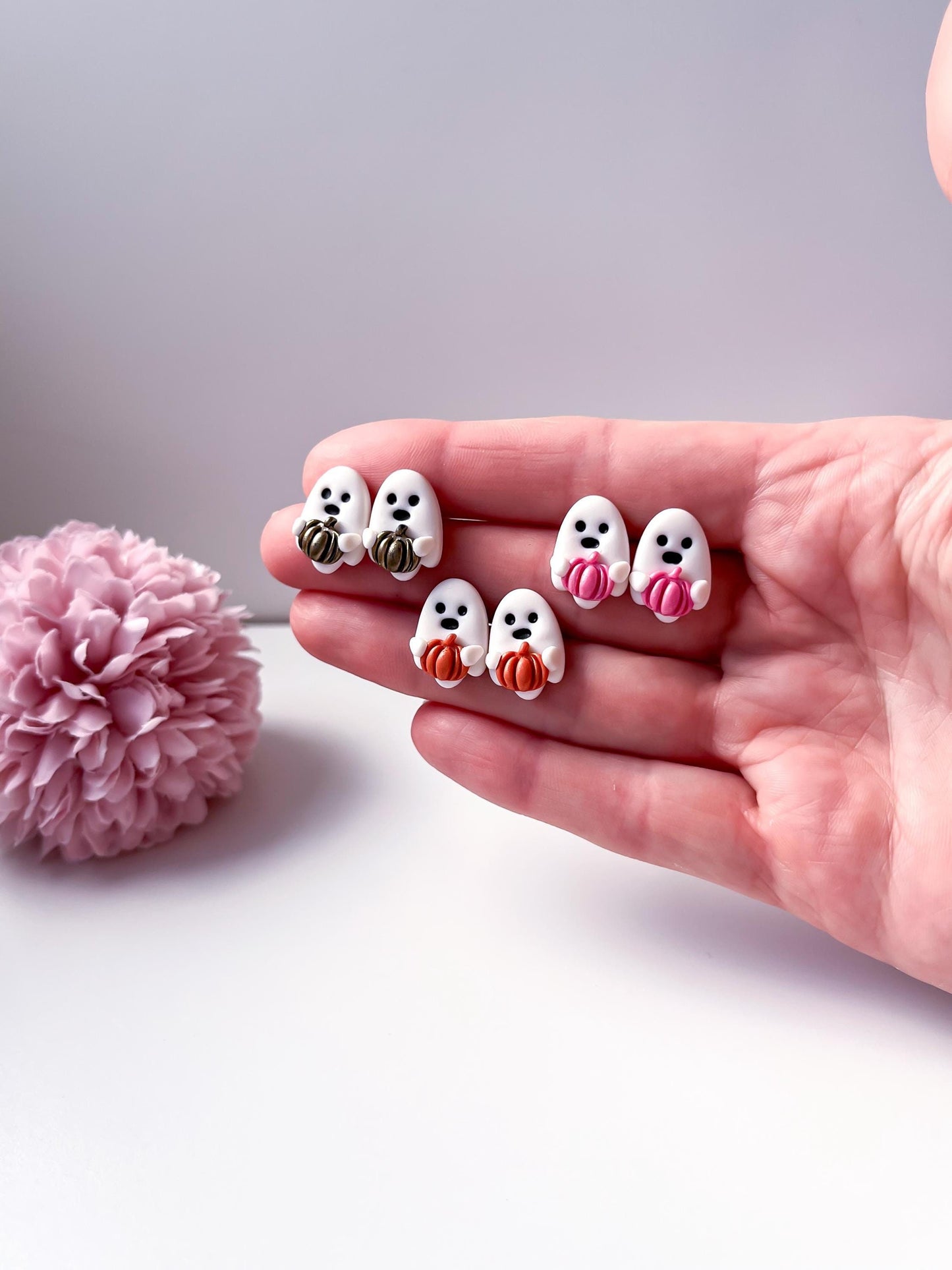 Halloween Cute Ghost Earrings - studs & huggie hoops