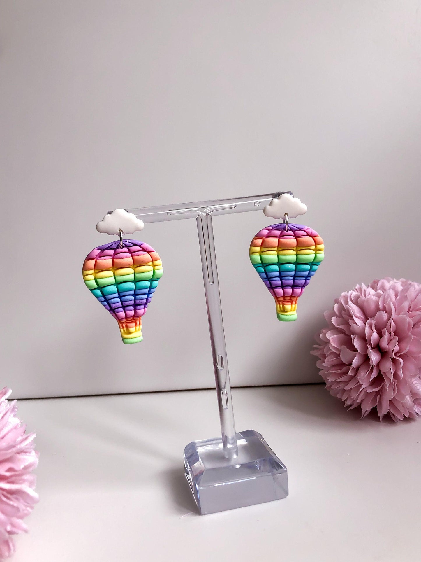 Rainbow Hot Air Balloon Earrings