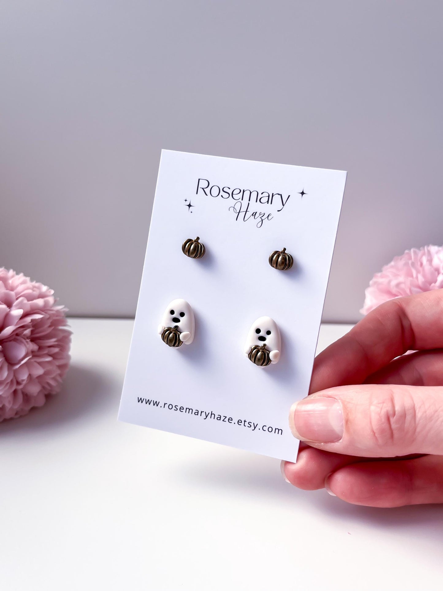 Halloween Cute Ghost Earrings - studs & huggie hoops