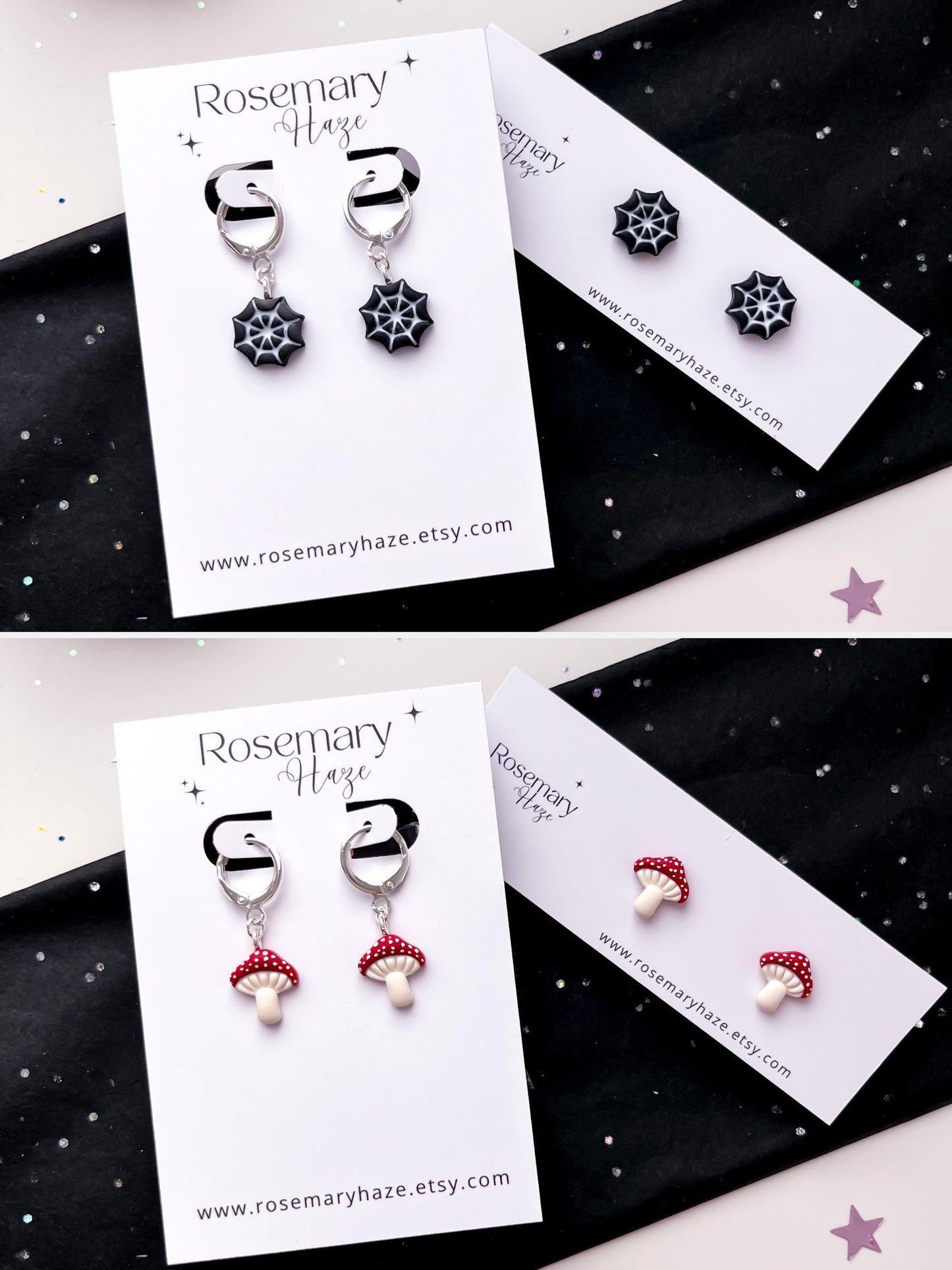 Dainty Halloween Earrings - studs & huggie hoops