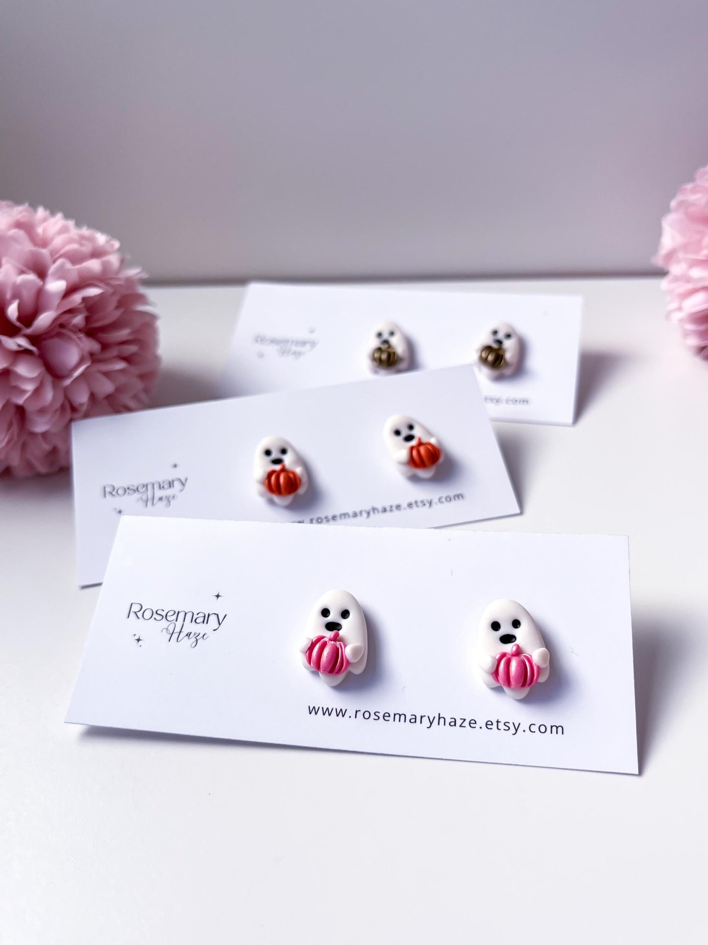 Halloween Cute Ghost Earrings - studs & huggie hoops