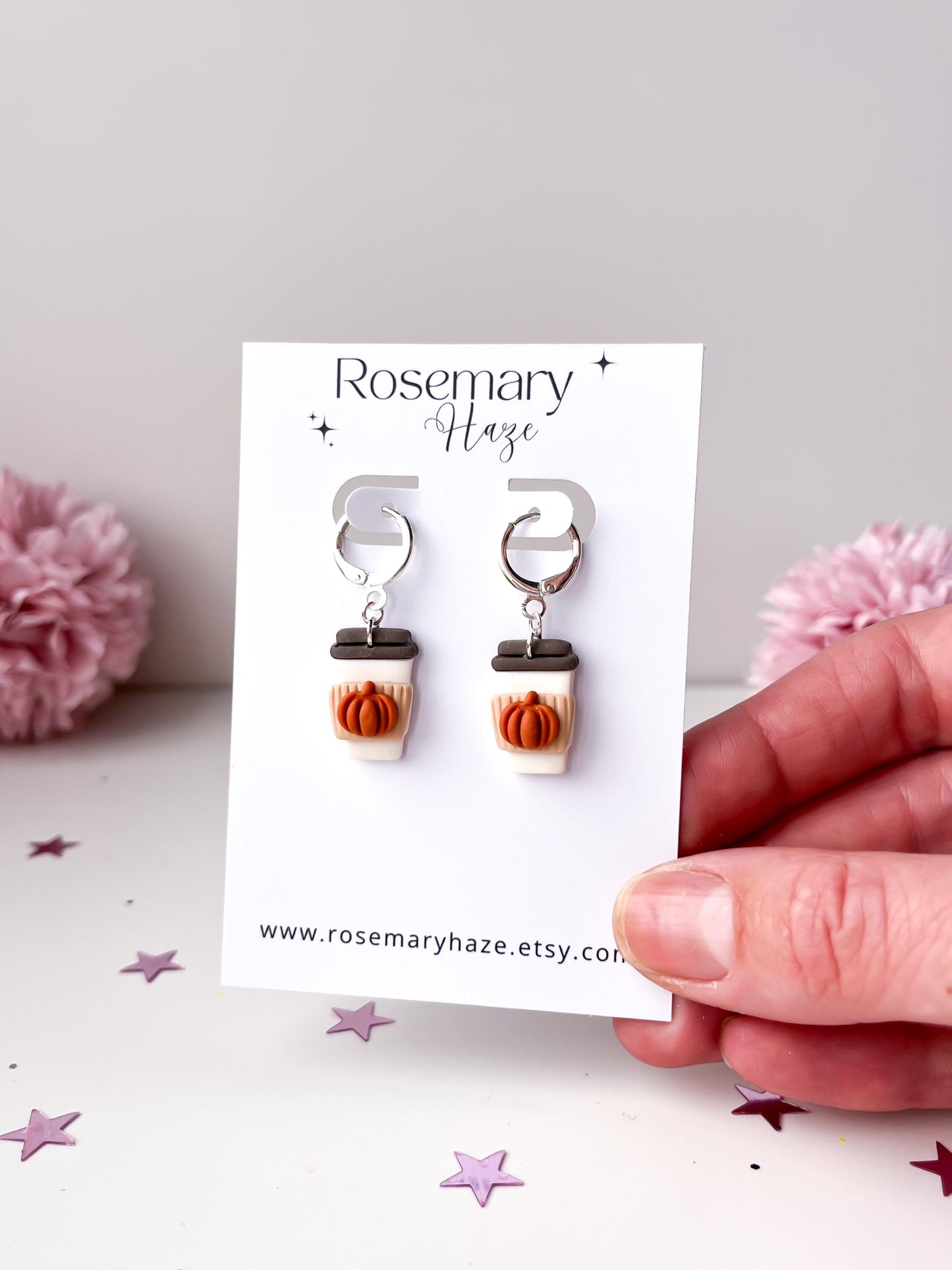 Pumpkin Spice Latte Earrings - studs & huggie hoops